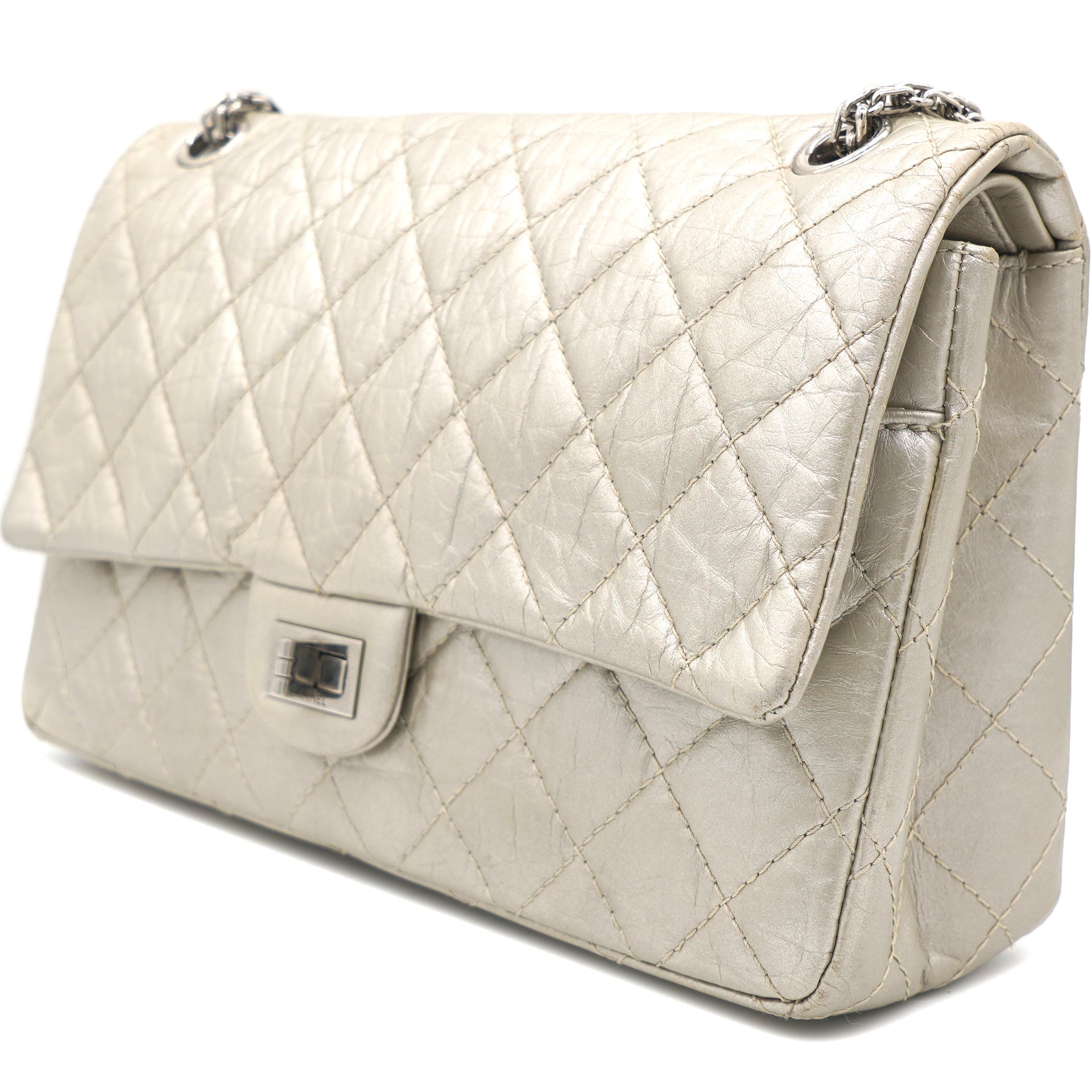 Chanel Metallic Pink Quilted Aged Calfskin Reissue 255 225 Double Flap Bag  Rare  eBay