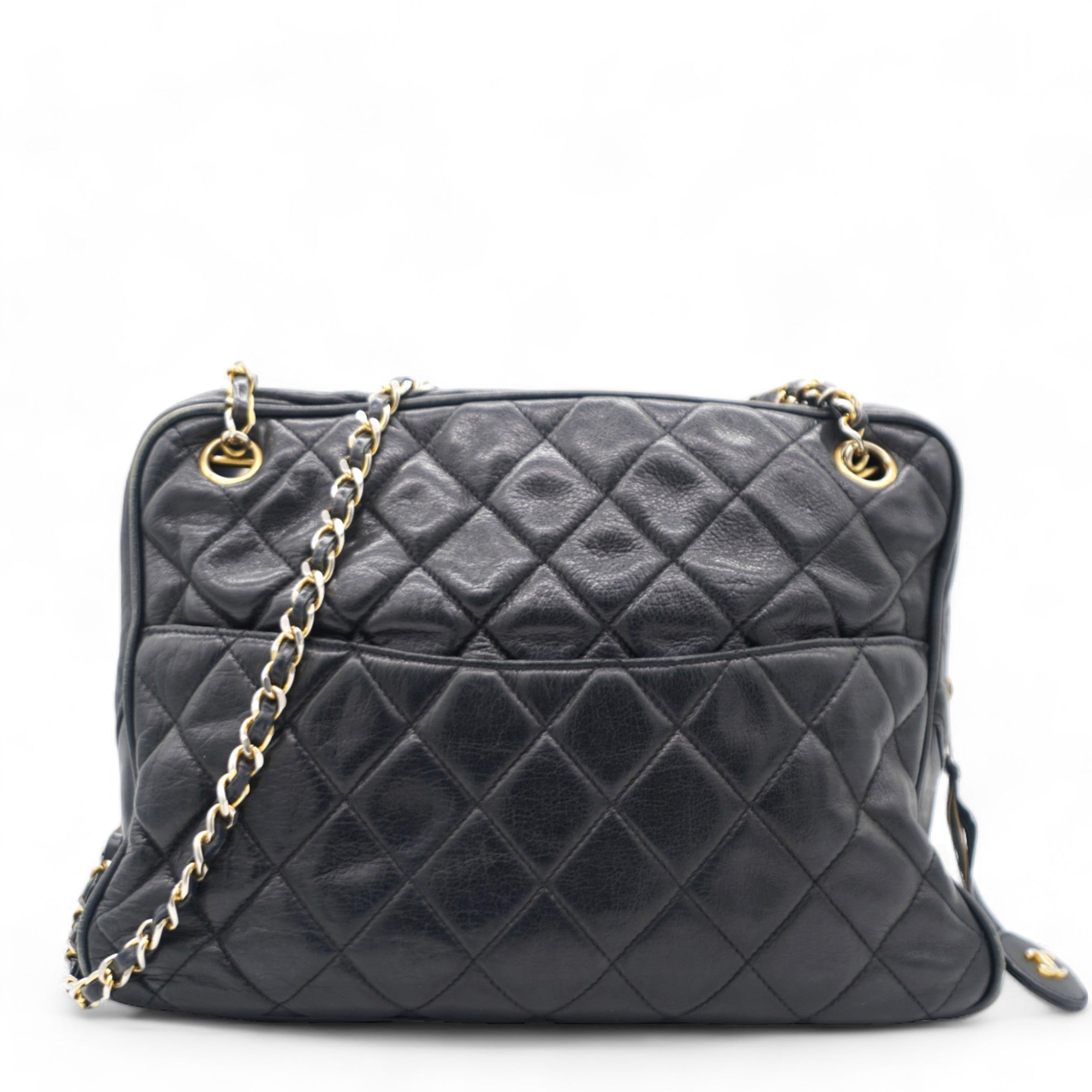 image of Matelasse Chain Shoulder Women's Caviar Leather Shoulder Bag Black