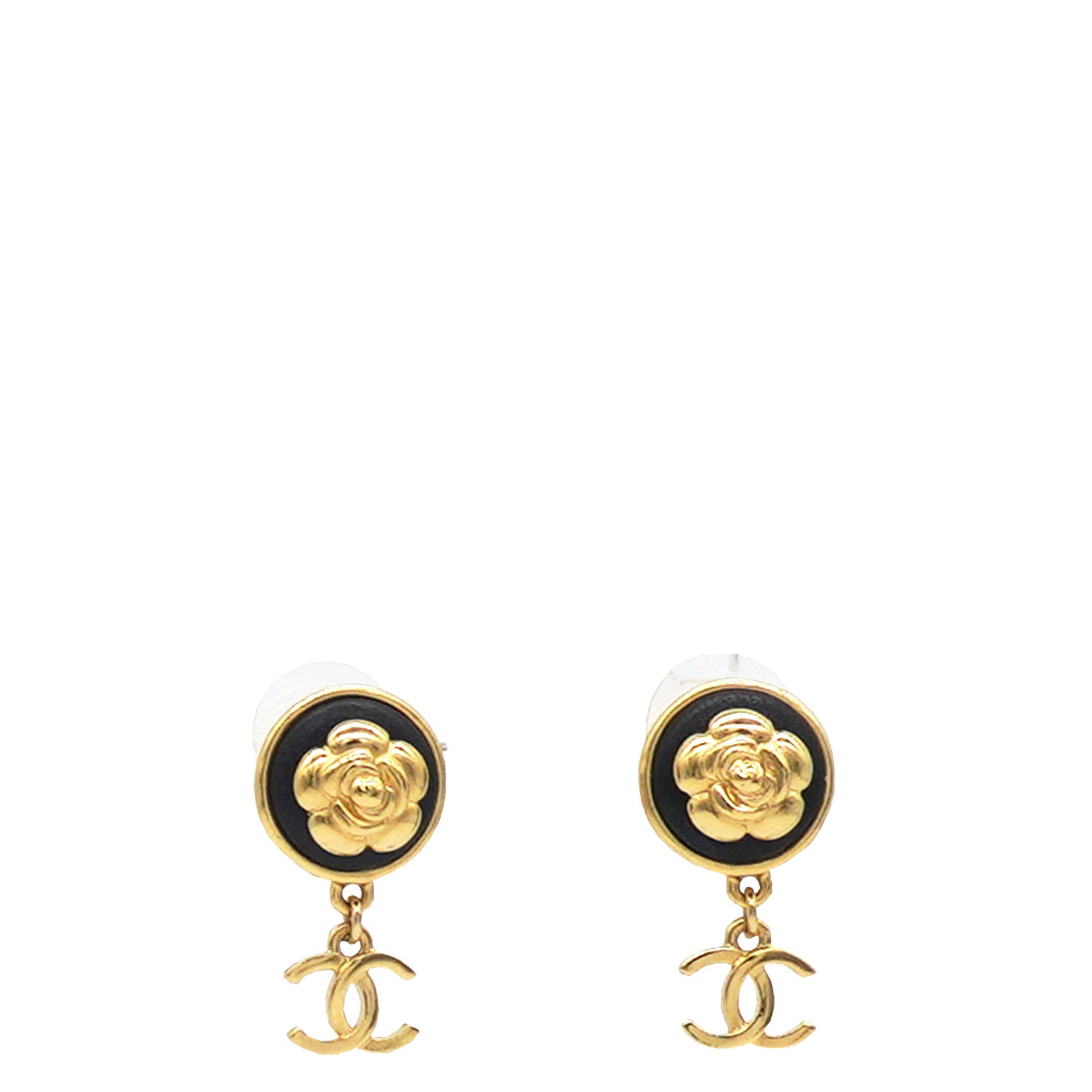 Chanel Crystal CC Braided Black Leather Earrings Light Gold Tone 20V  Coco  Approved Studio