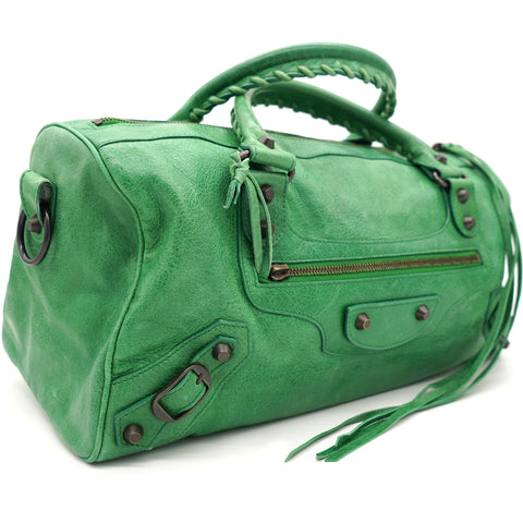 Balenciaga Lace City Bag Green SHW