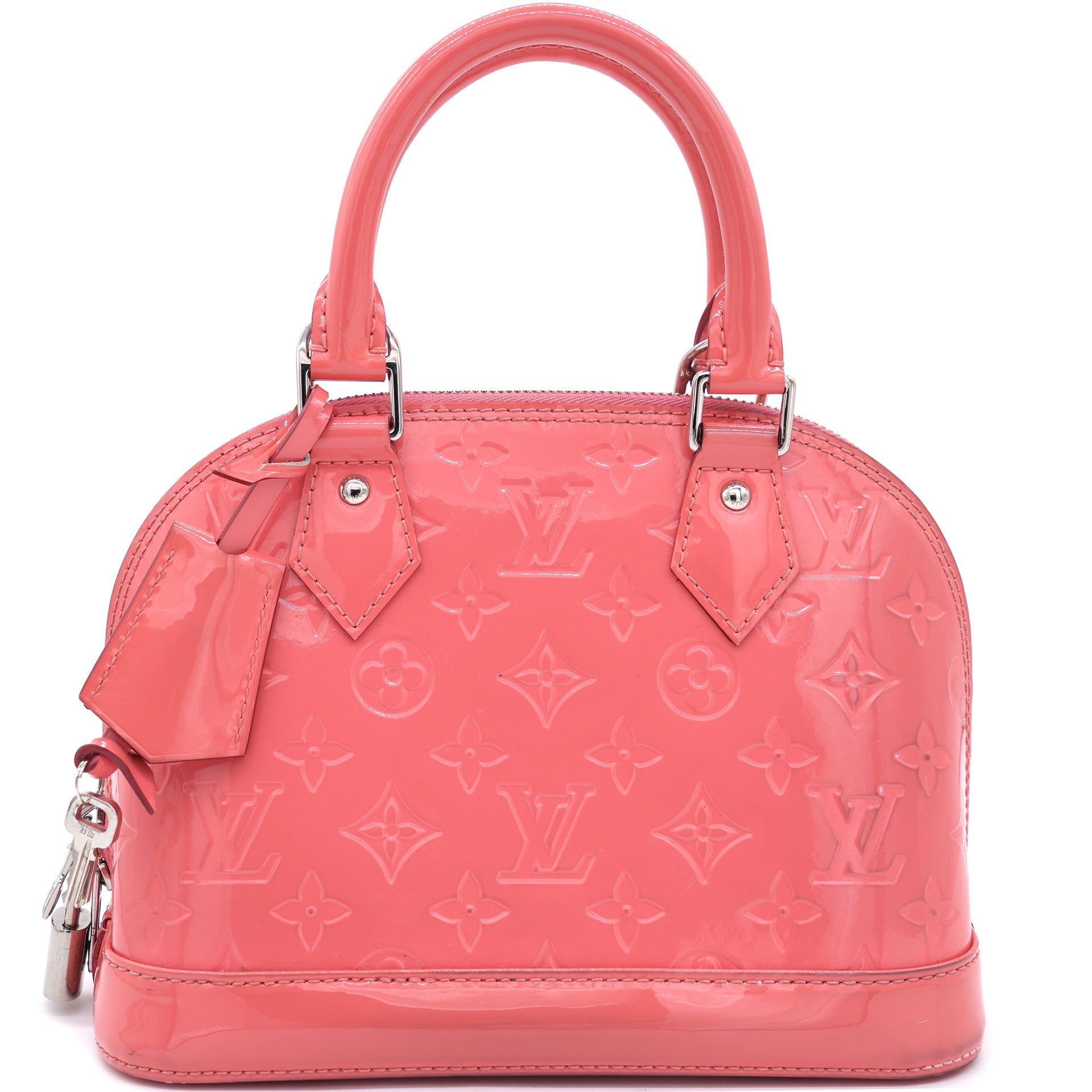 Louis Vuitton Pink Vernis Flower Alma BB Beige Leather Patent