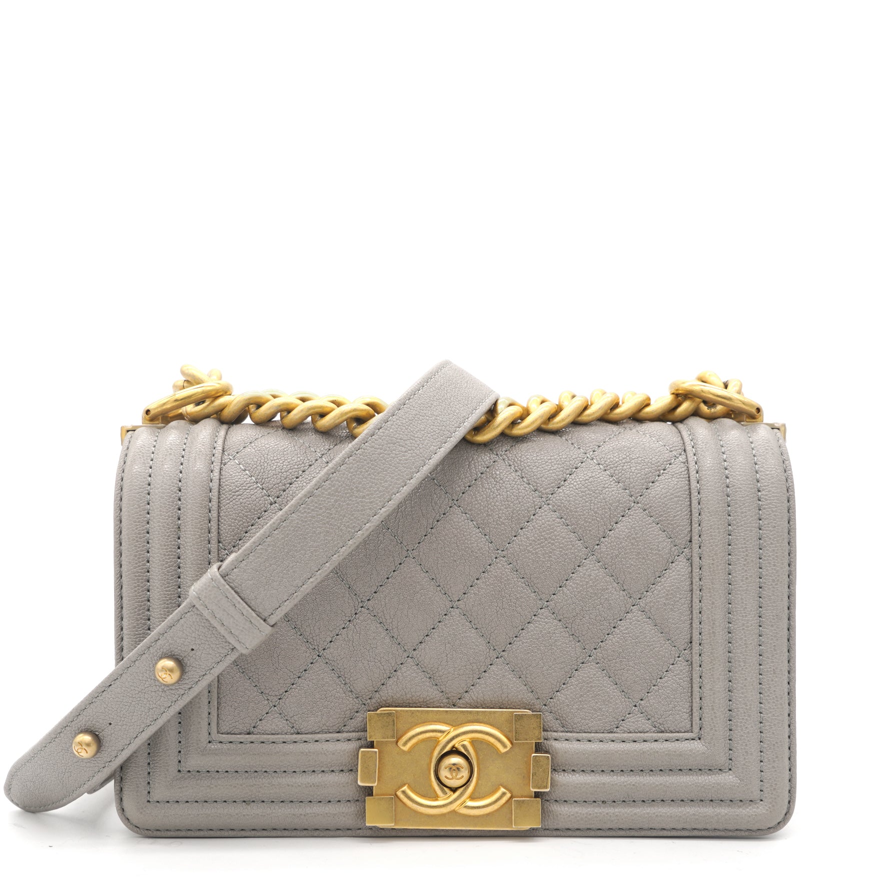CHANEL LIGHT GRAY CAVIAR JUMBO CLASSIC DOUBLE FLAP BAG  Hebster Boutique