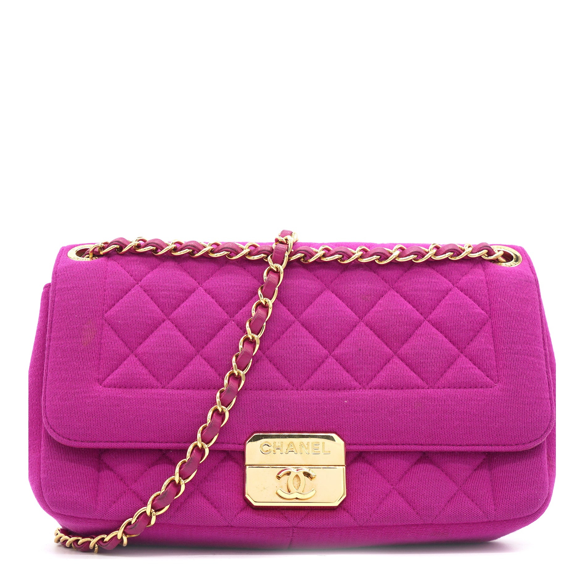 Chanel Vintage Jersey Fabric Fushia Flap Bag – STYLISHTOP