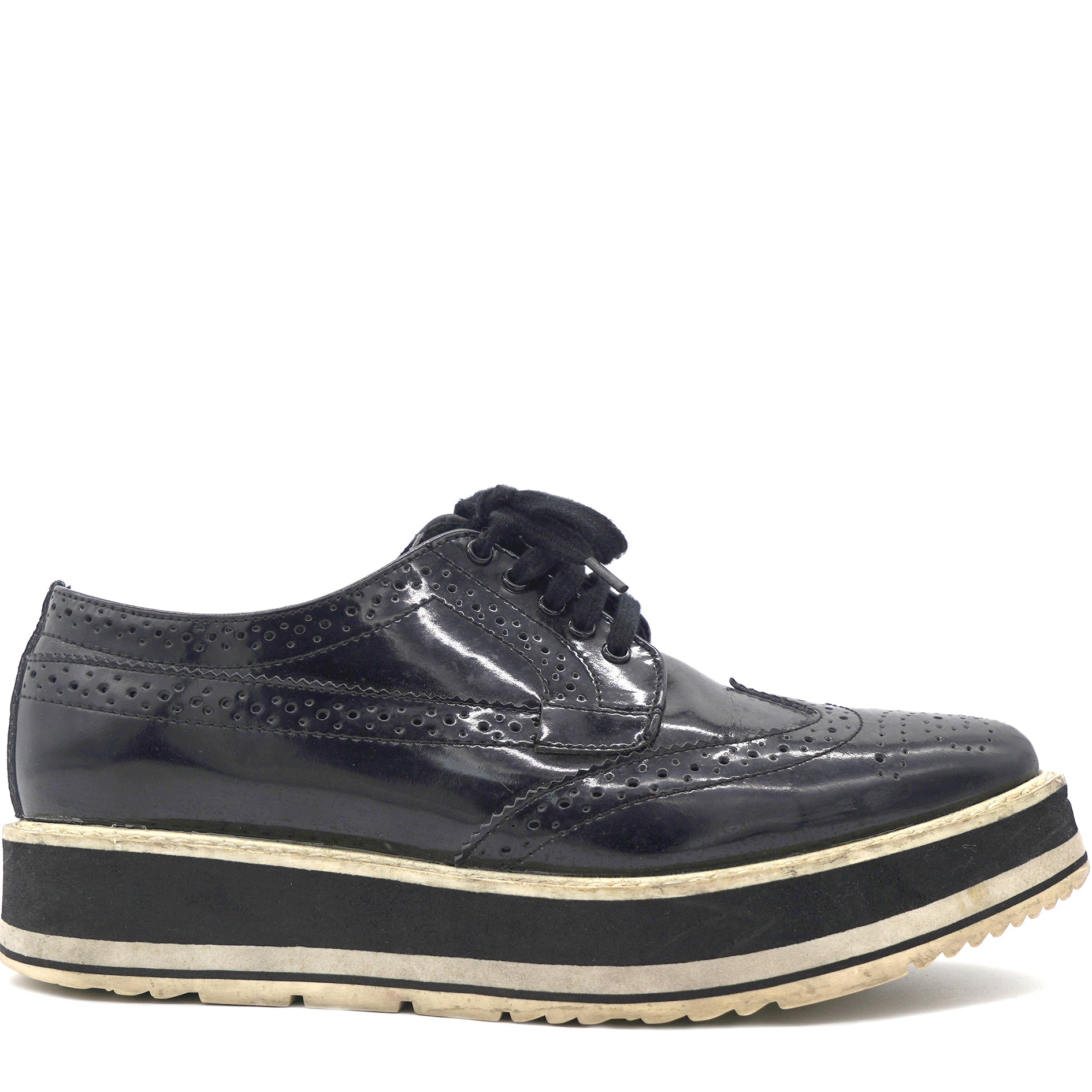 Prada Black Leather Lace-Up Derby Shoe 37 – STYLISHTOP
