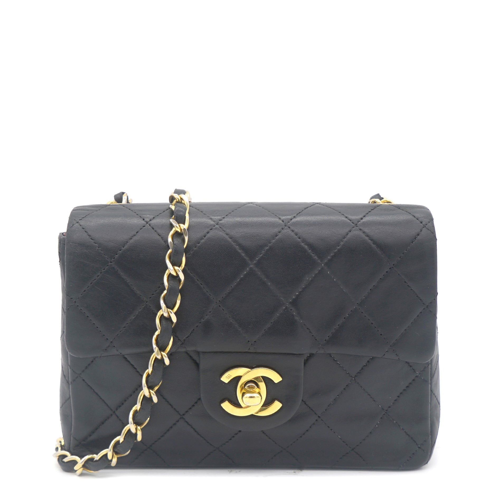 Chanel Vintage Black Quilted Leather Mini Square Classic Flap Bag –  STYLISHTOP