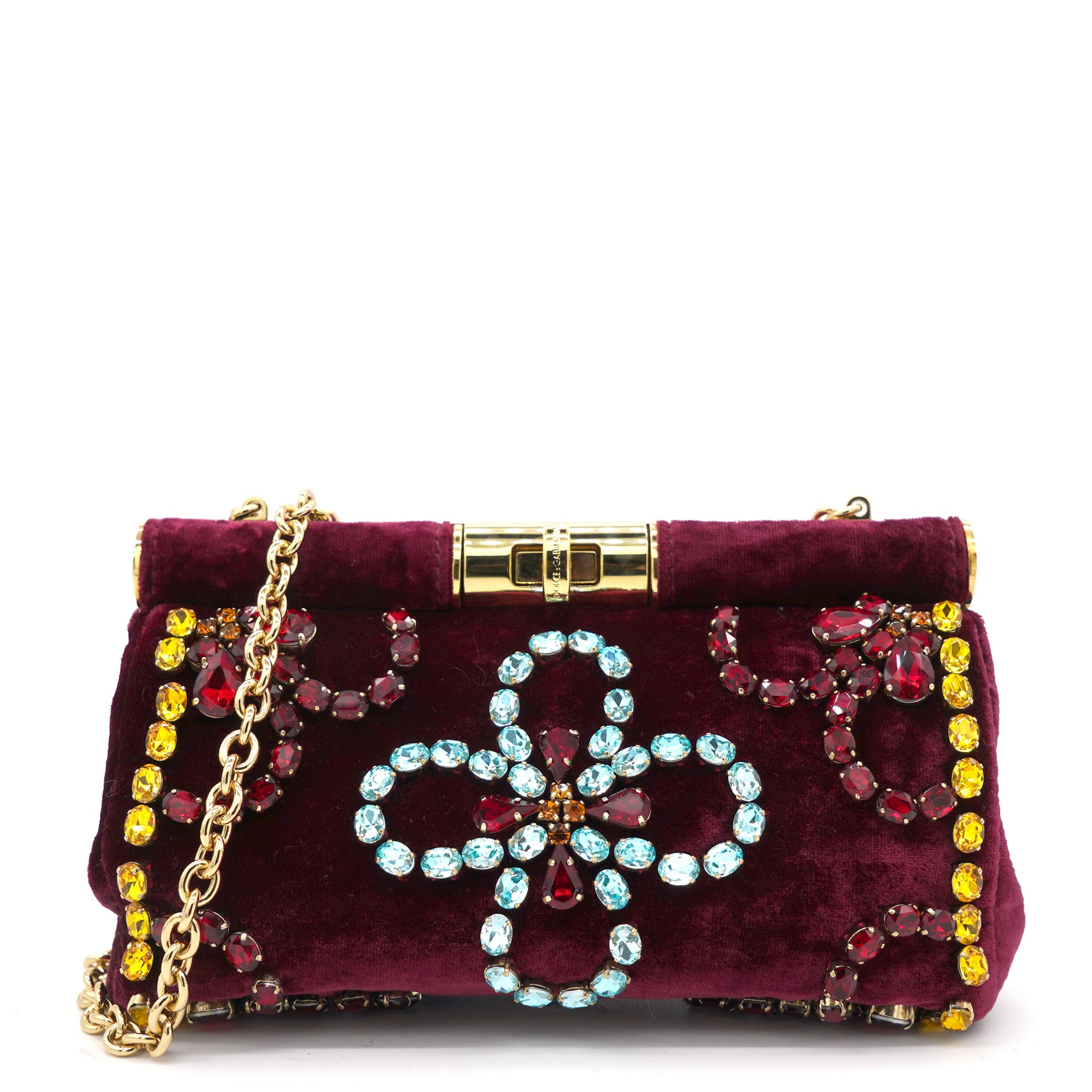 Dolce & Gabbana Burgundy Velvet Barrel Mini Chain Bag – STYLISHTOP