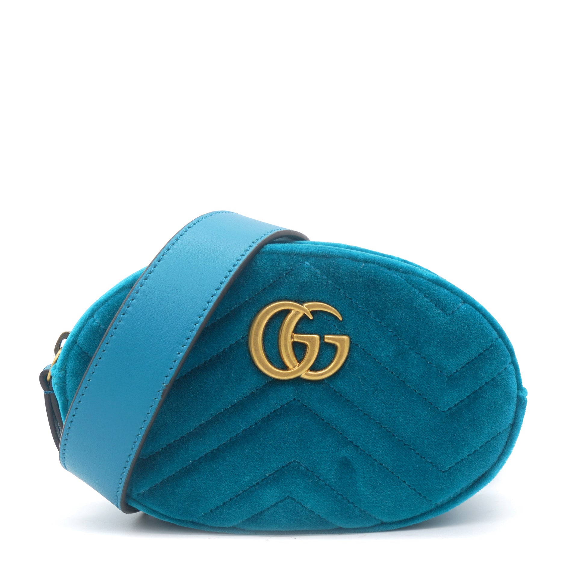 Gucci Velvet Matelasse GG Marmont Bluebe Belt Bag – STYLISHTOP