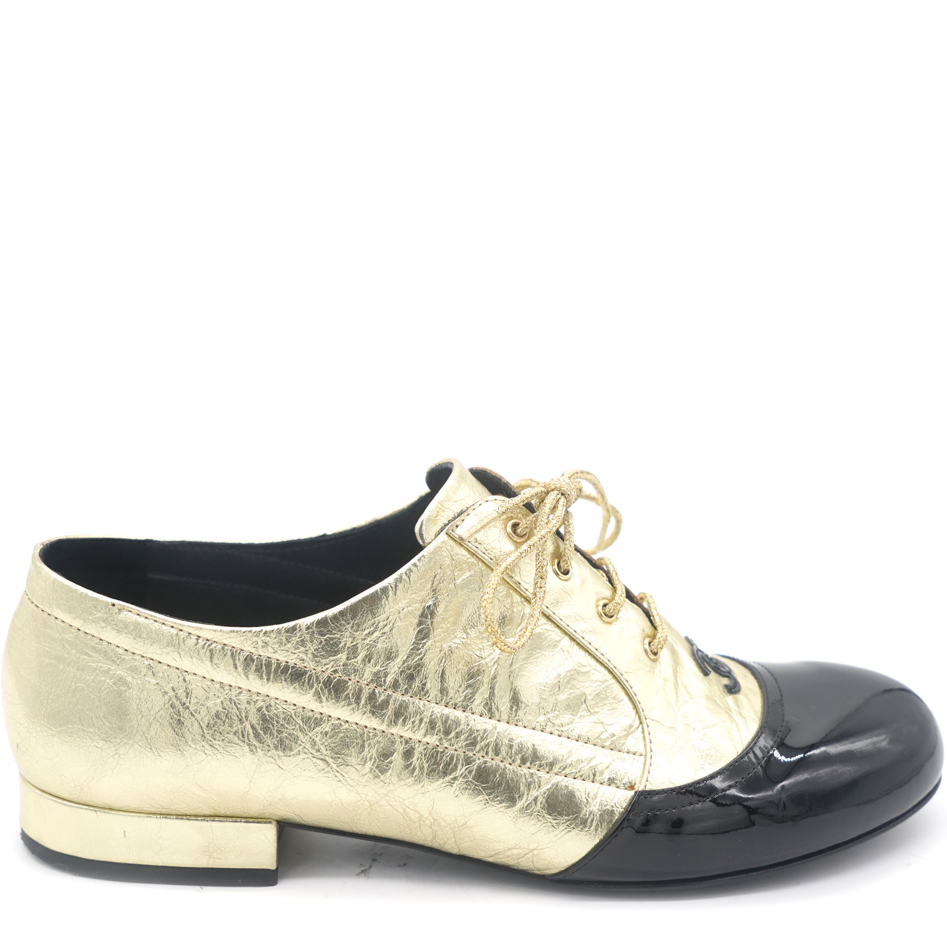 Authentic CHANEL Vintage CC Logos Leather Lace Up Shoes Size 3812  eBay