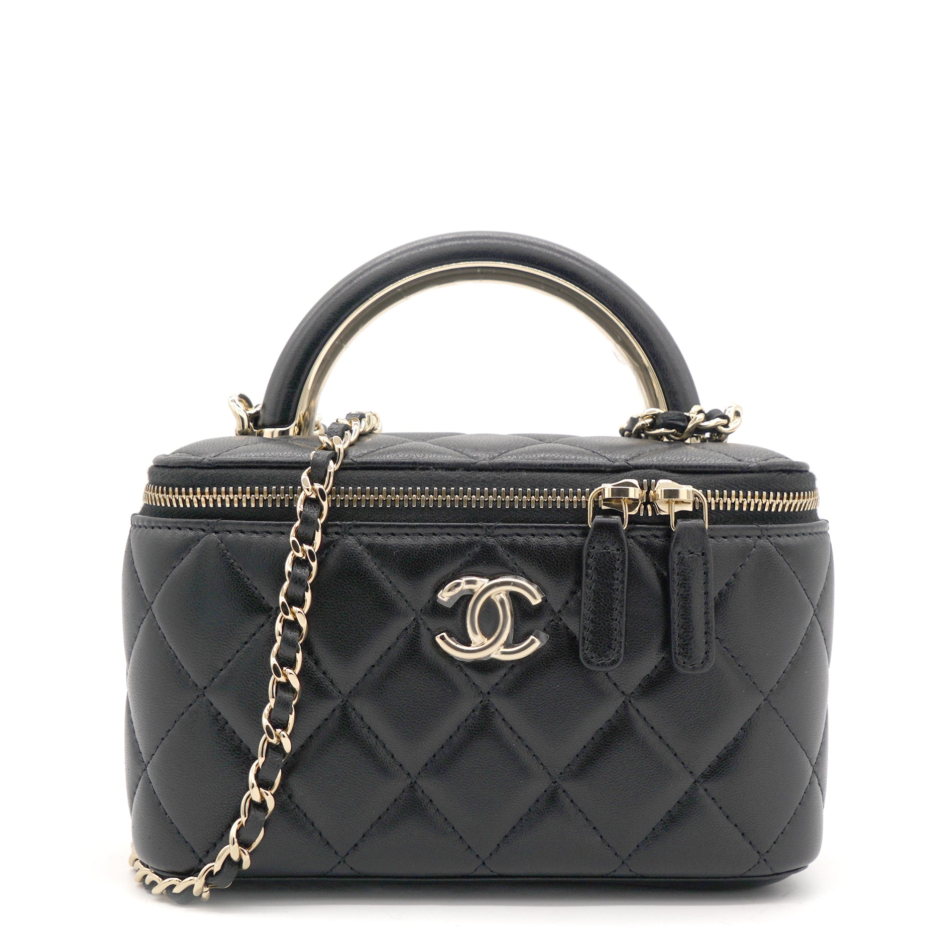 CHANEL  Bags  Chanel Lambskin Quilted Small Top Handle Vanity Case With  Chain Black  Poshmark