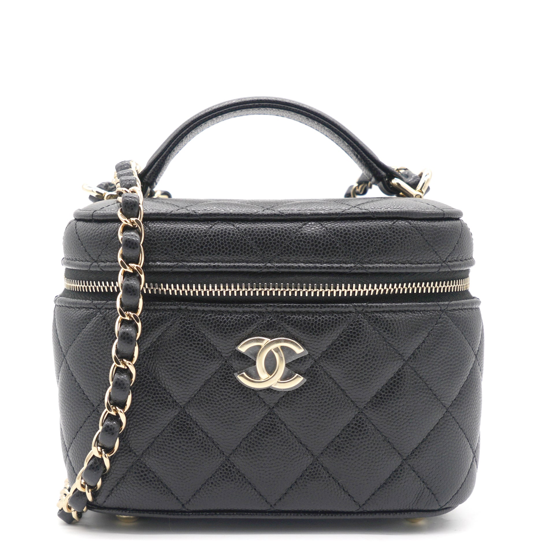 Túi Chanel 22SS Small Vanity Case trắng khóa vàng 17cm best quality