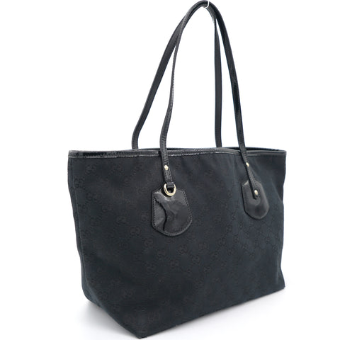 Gucci Black GG Canvas and Patent Leather Tote – STYLISHTOP