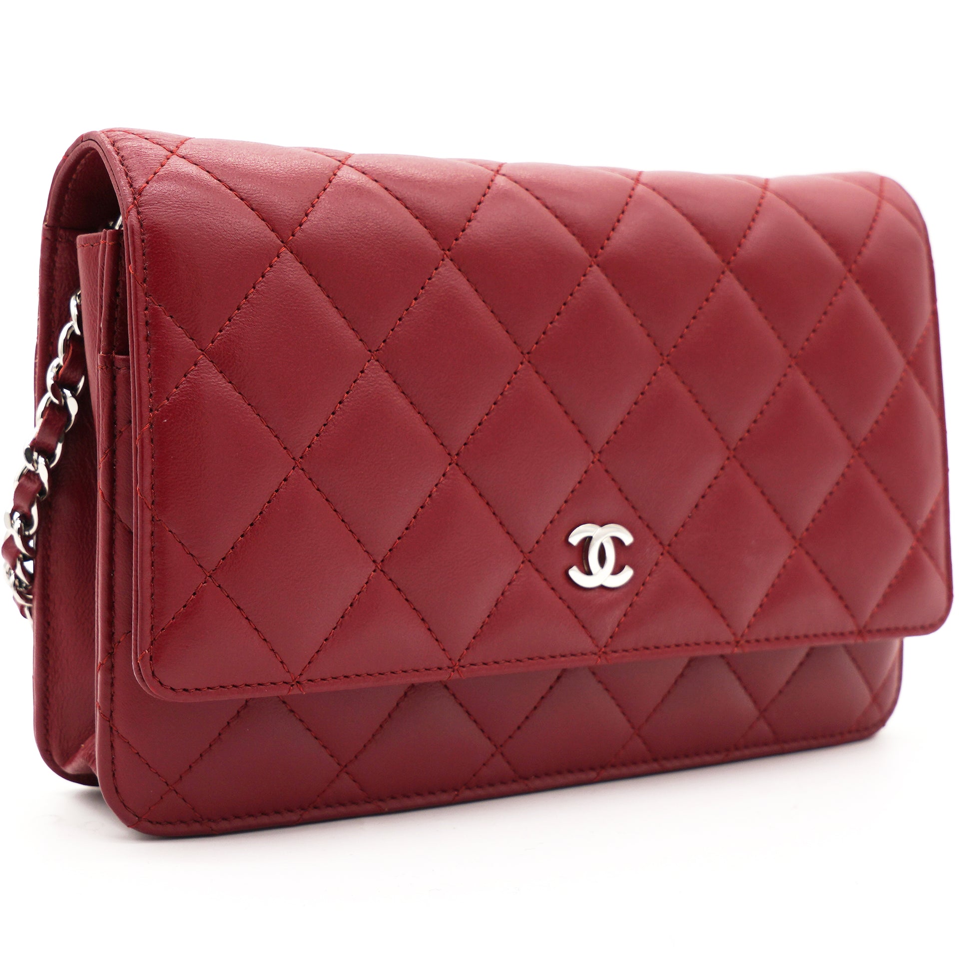 Chanel Lambskin Quilted Wallet On Chain WOC Red – STYLISHTOP