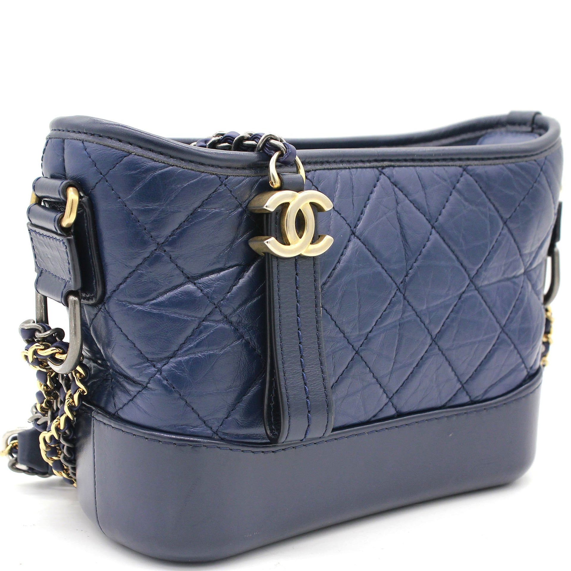 CHANEL 25326959 Blue Black Quilted Leather Gabrielle Medium 28cm Hobo  Shoulder bag  The Attic Place