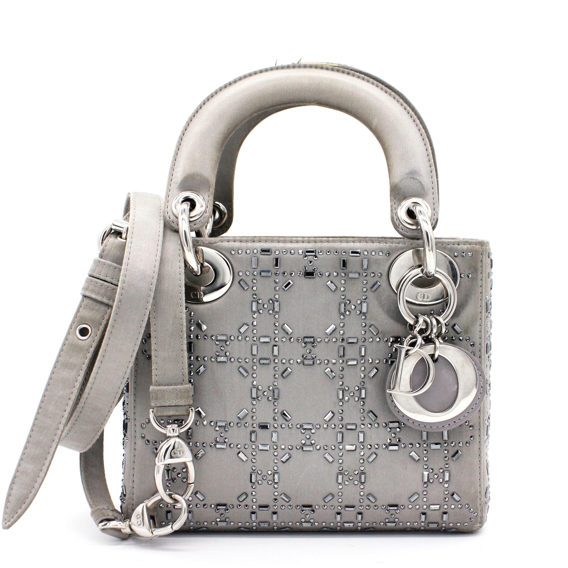 Christian Dior Satin Swarovski Crystal Cannage Mini Lady Dior  Labellov   Buy and Sell Authentic Luxury
