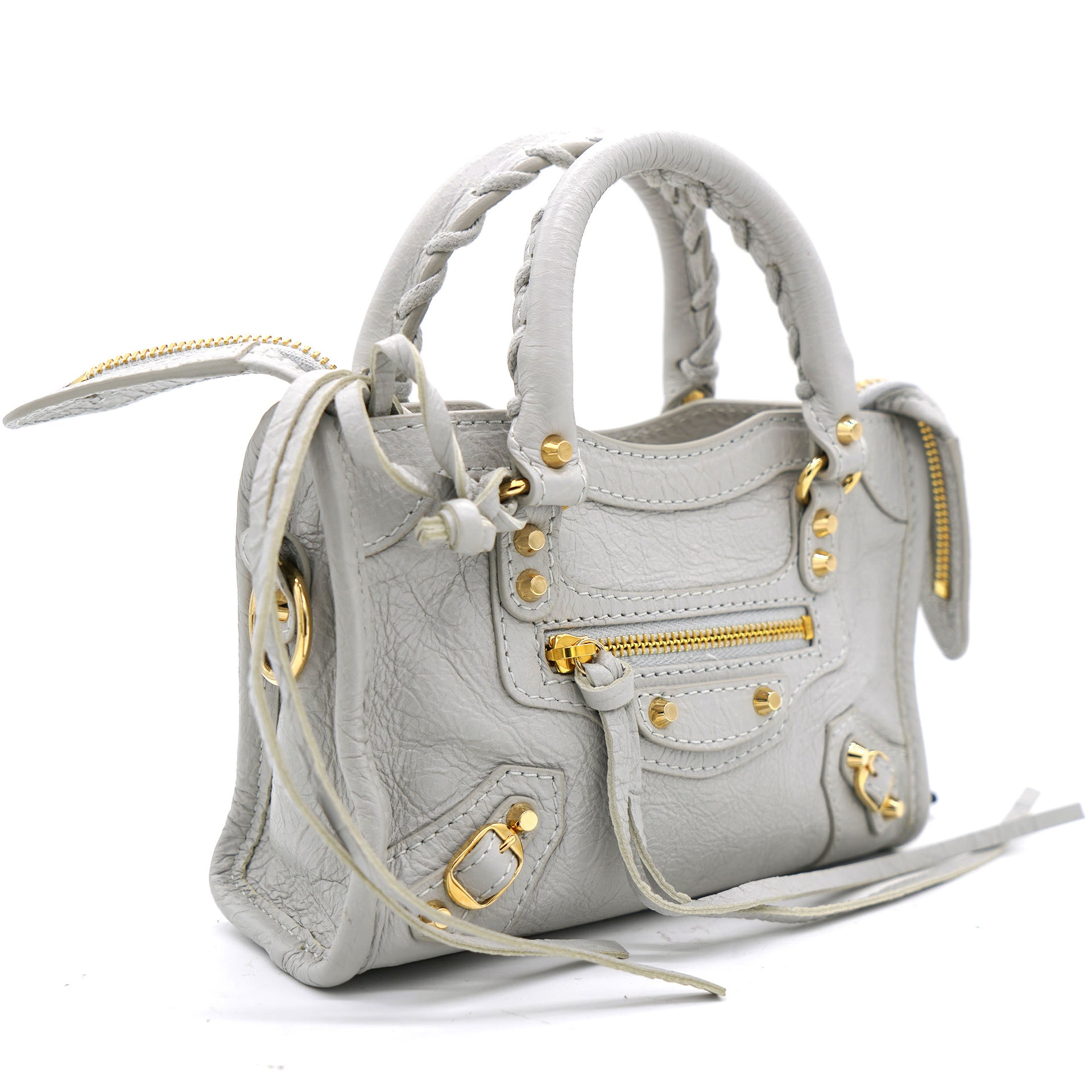 Balenciaga Grey Leather Nano Classic City Tote  STYLISHTOP