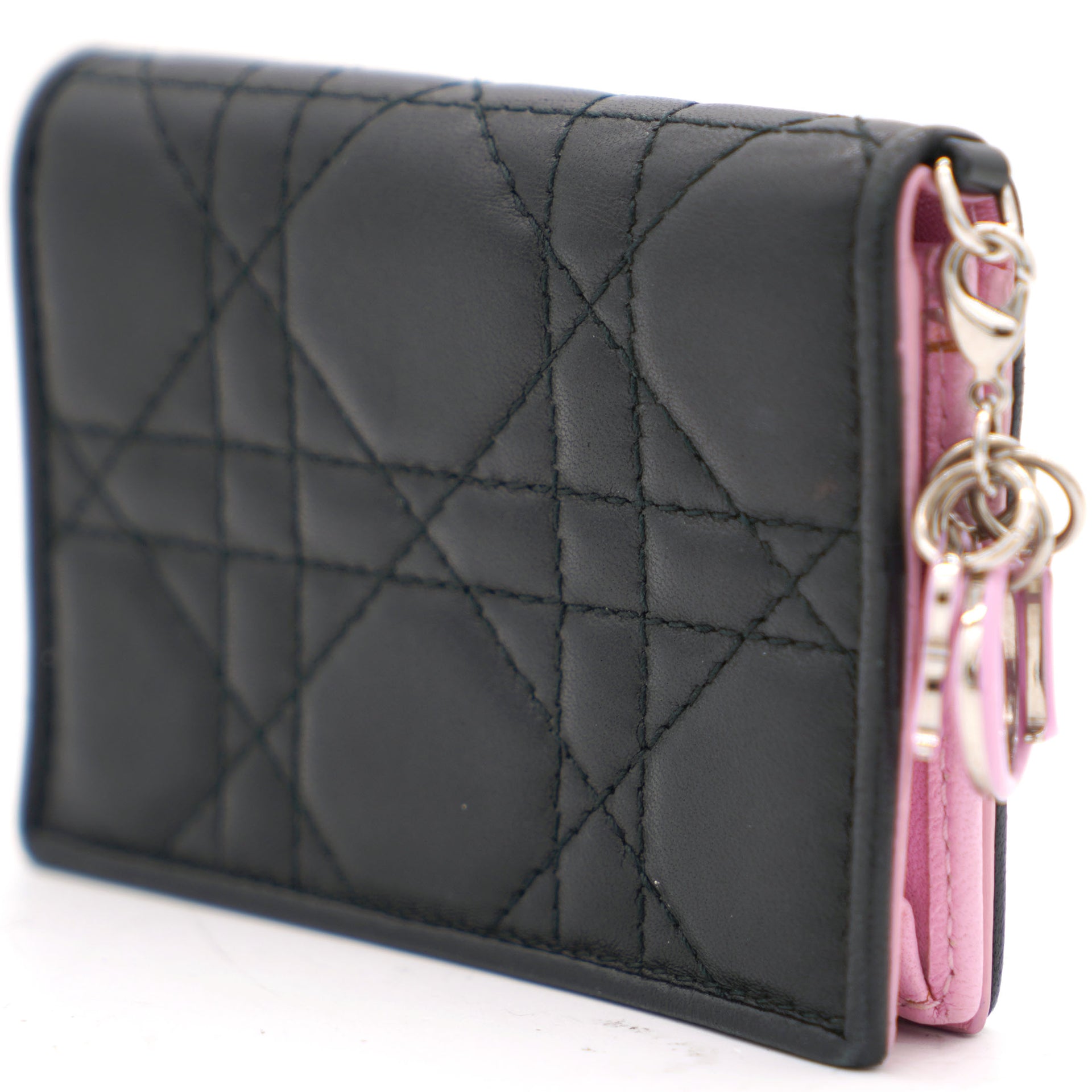 Ví Lady Dior Flap Card Holder Black Patent Calfskin  Centimetvn