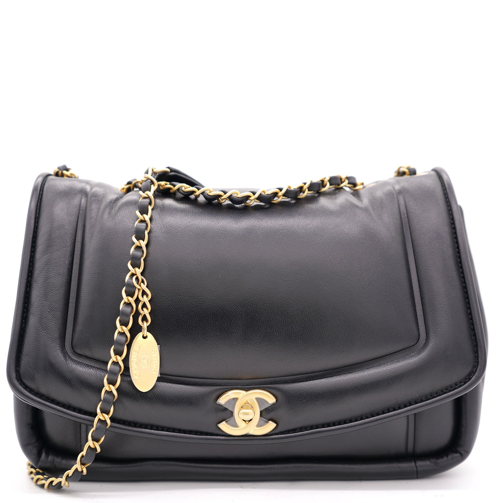 CHANEL Vintage Classic Double Flap Bag Quilted Lambskin Medium Black   Chelsea Vintage Couture