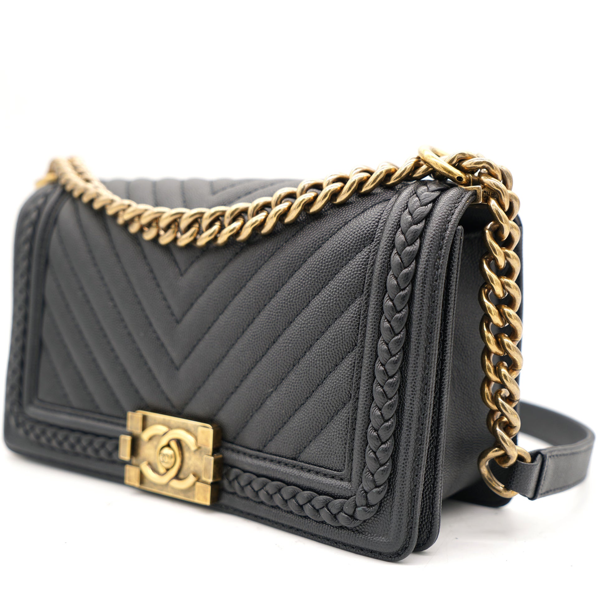 TÚI Chanel Boy Medium Caviar Black