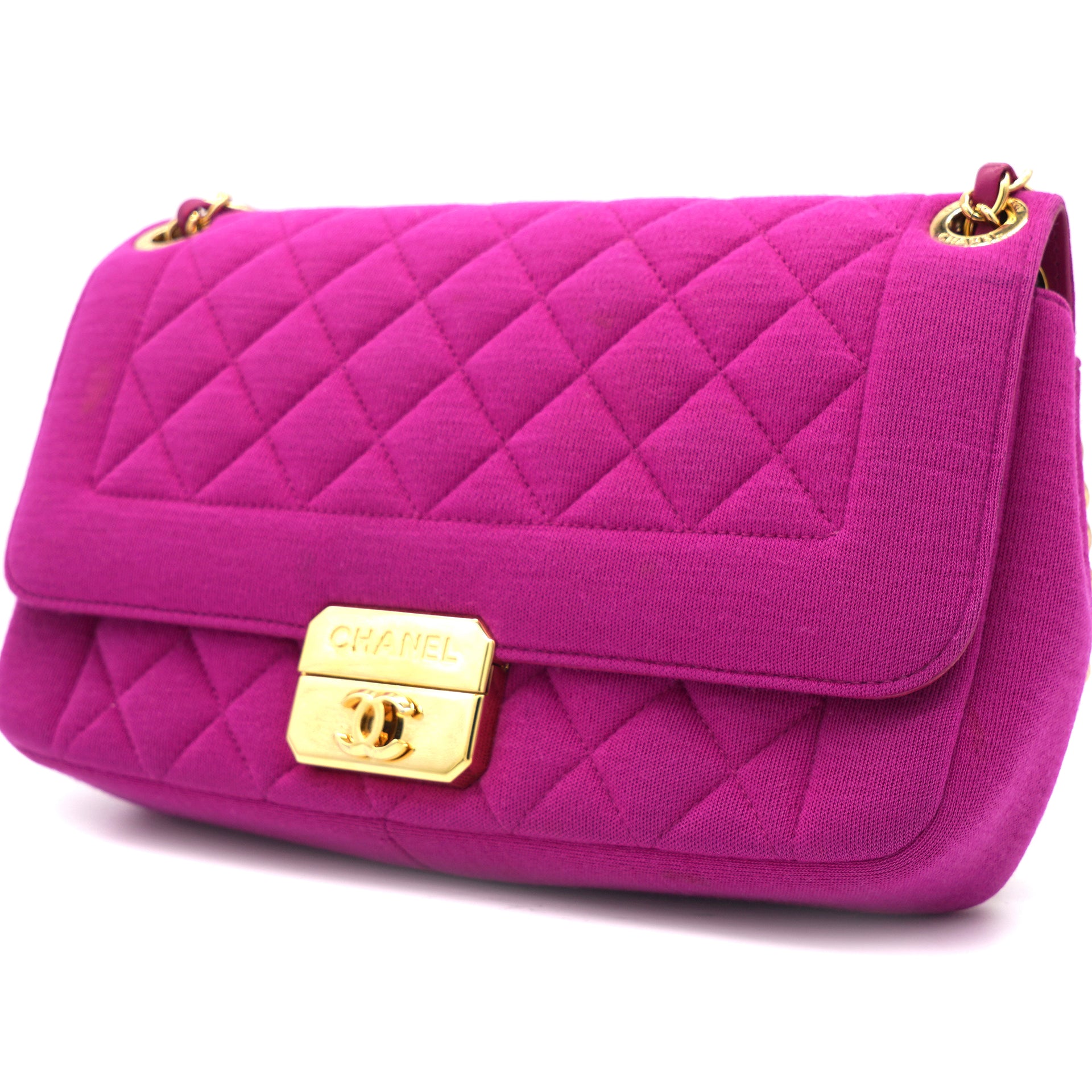 Chanel Vintage Jersey Fabric Fushia Flap Bag – STYLISHTOP