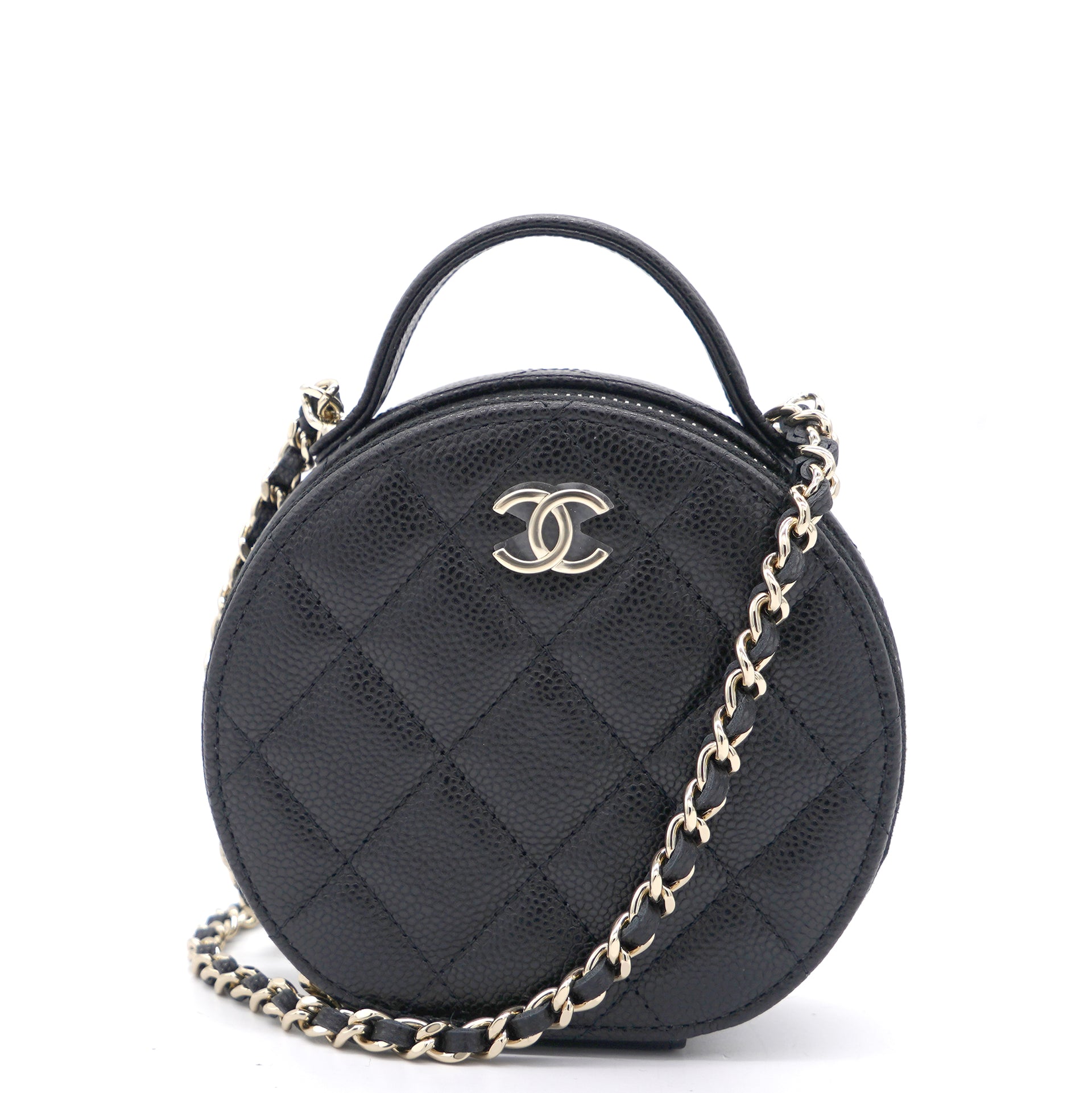 Chanel Vintage Black Lambskin Round CC Bag Gold Hardware 19861989  Available For Immediate Sale At Sothebys
