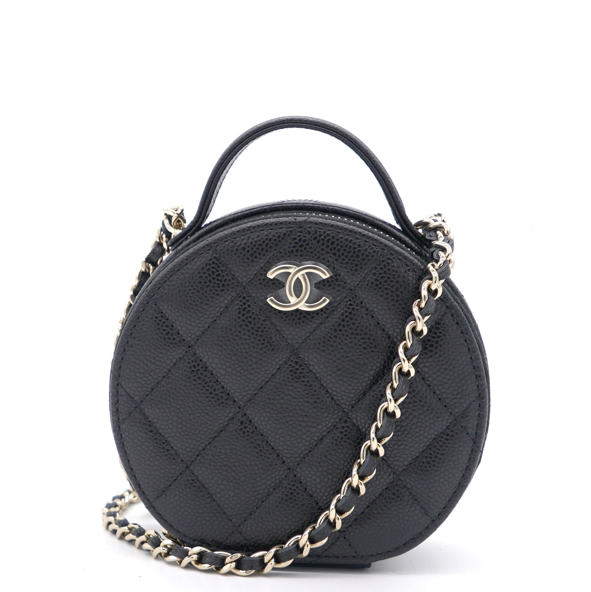 chanel round caviar with chain