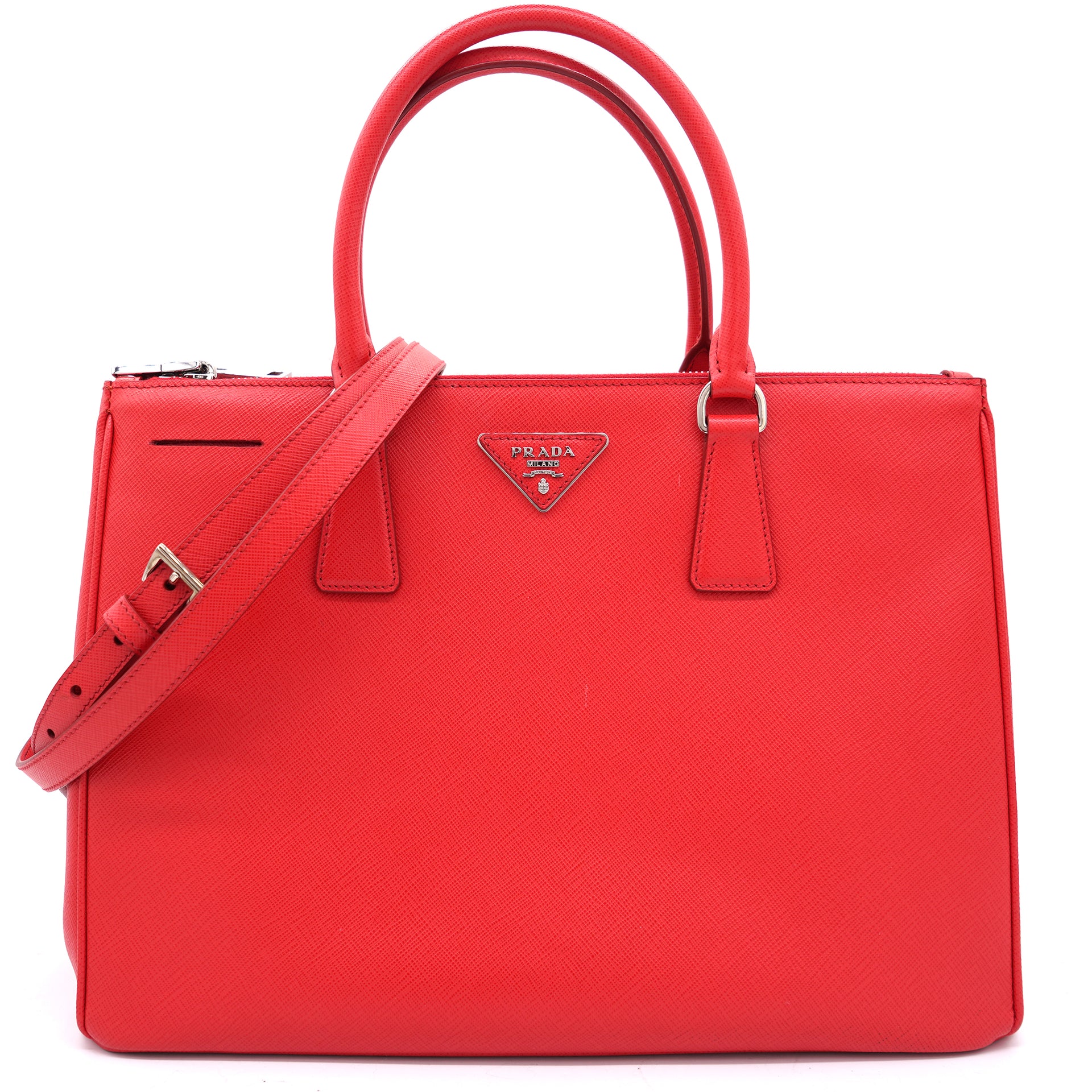 Prada Red Saffiano Lux Leather Medium Galleria Double Zip Tote – STYLISHTOP