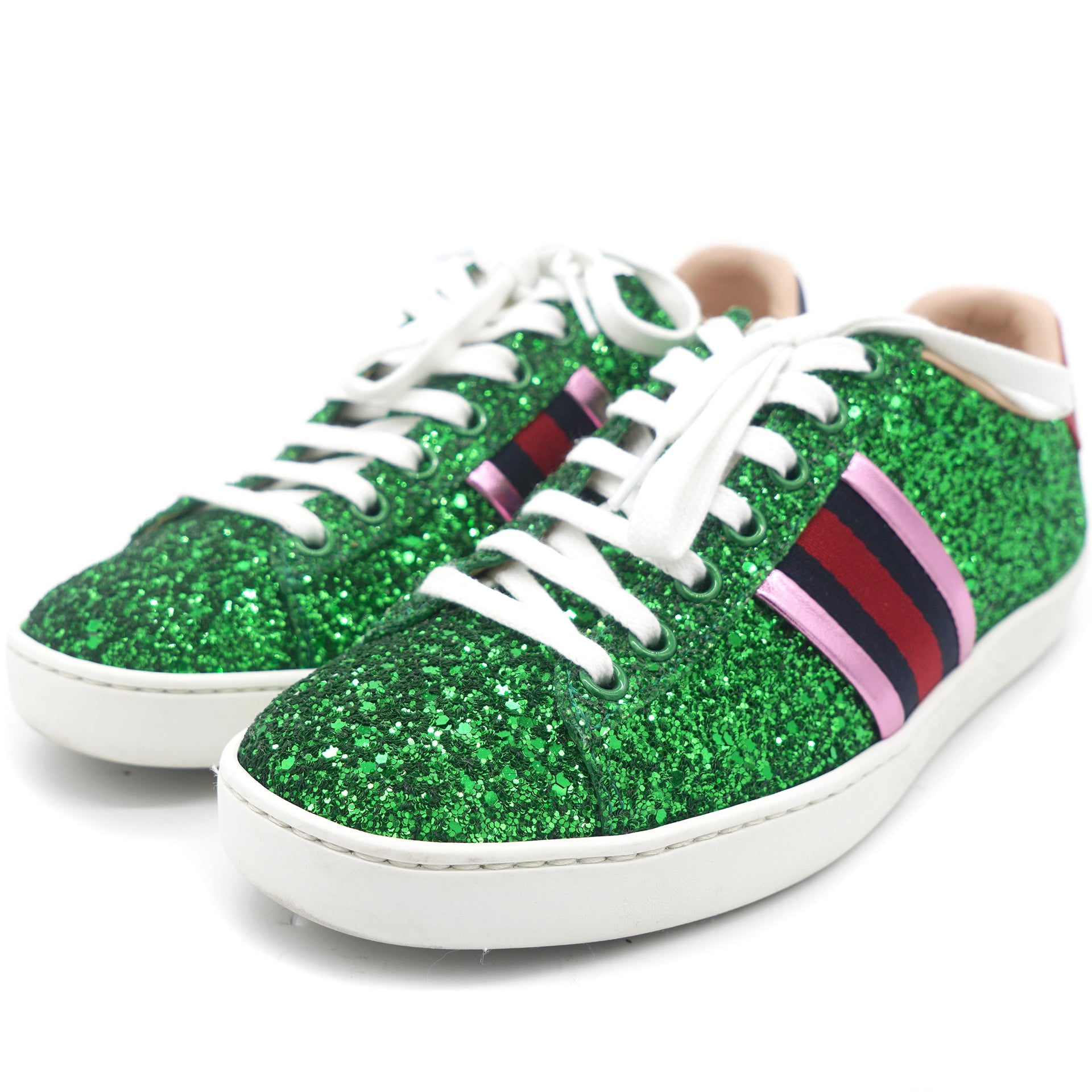 Gucci Green Glitter Ace Sneakers  – STYLISHTOP