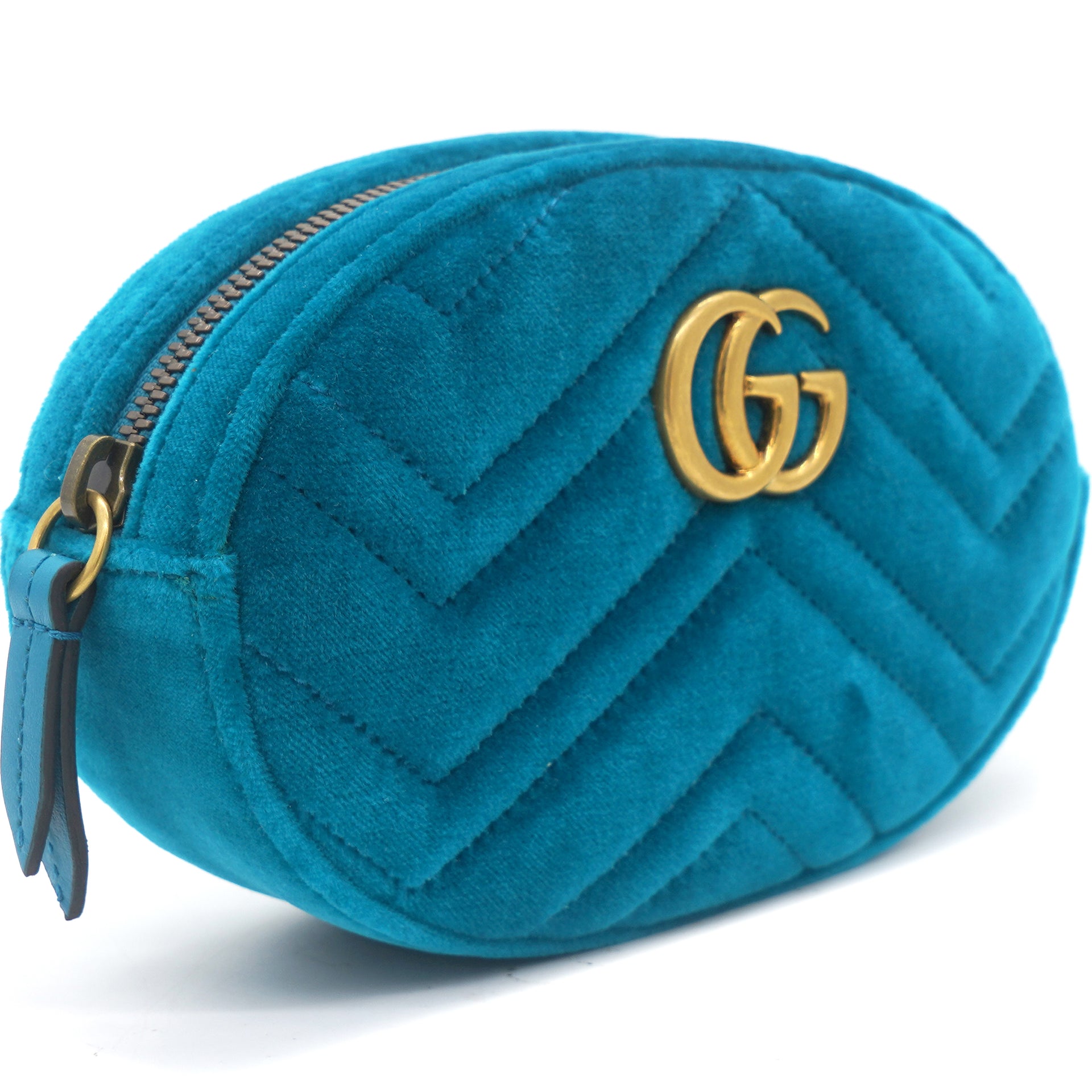 Gucci Velvet Matelasse GG Marmont Bluebe Belt Bag – STYLISHTOP