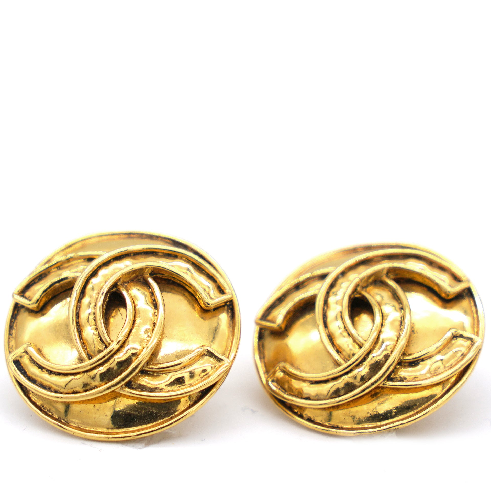 Vintage Chanel CC Emblem Clipon Earrings