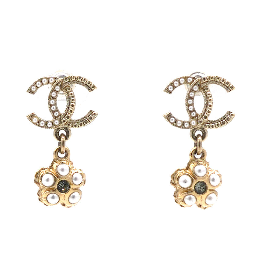 Chanel CC Crystal Camellia Drop Earrings – STYLISHTOP
