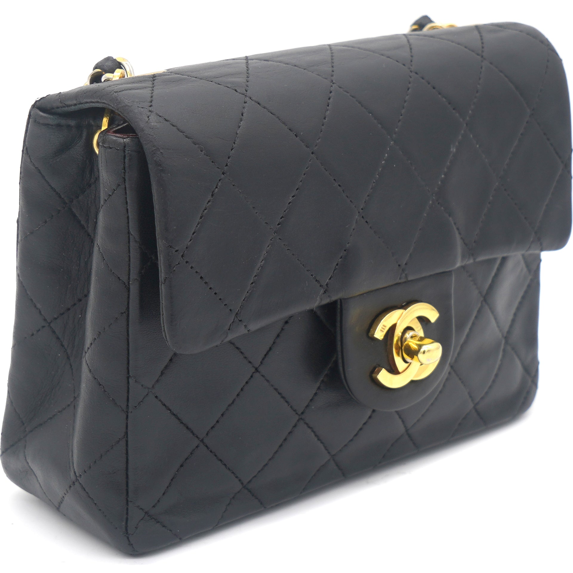 Chanel Vintage Black Quilted Leather Mini Square Classic Flap Bag –  STYLISHTOP