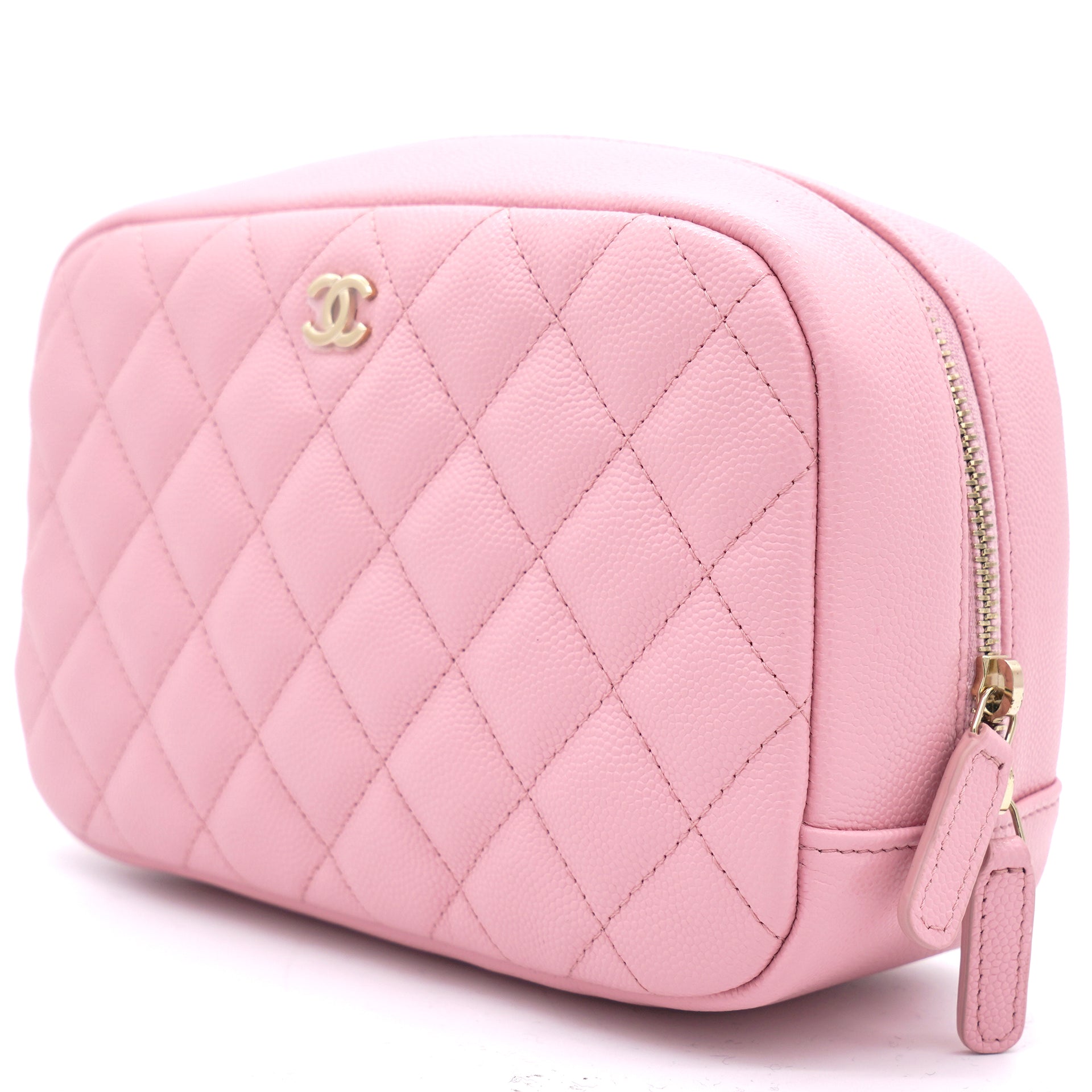 Chanel Caviar Quilted Medium Curvy Pouch Cosmetic Case Light Pink –  STYLISHTOP