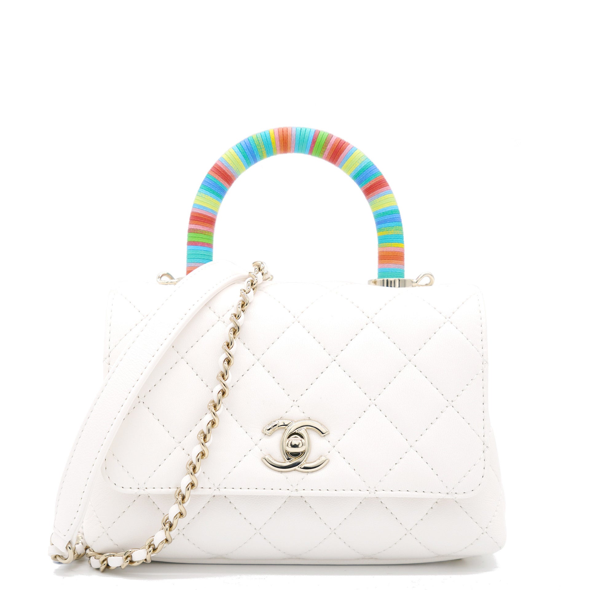 Chanel White Caviar Leather Mini Coco Top Handle Bag – STYLISHTOP