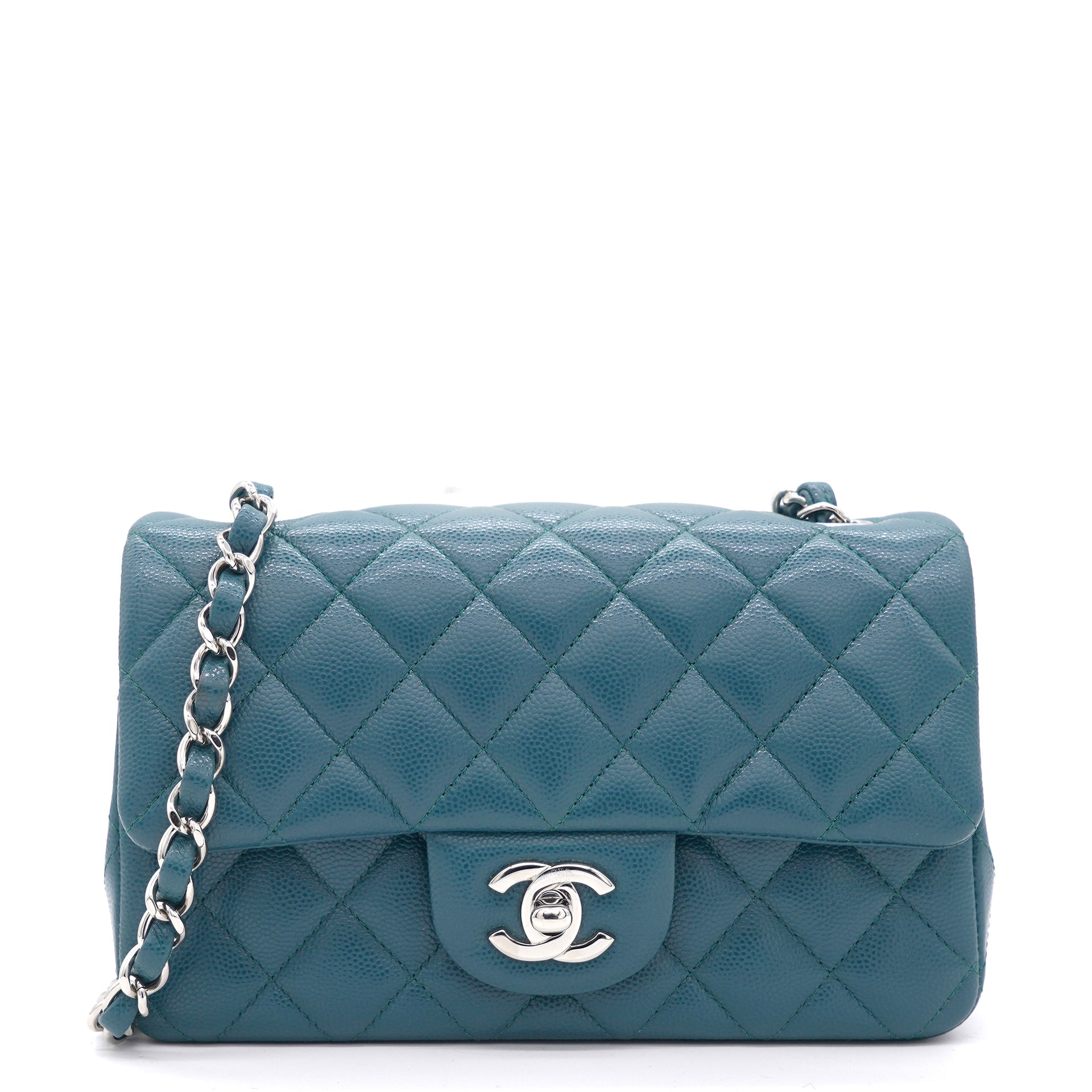 Chanel Blue Classic Caviar Leather Rectangular Mini Flap Bag  STYLISHTOP