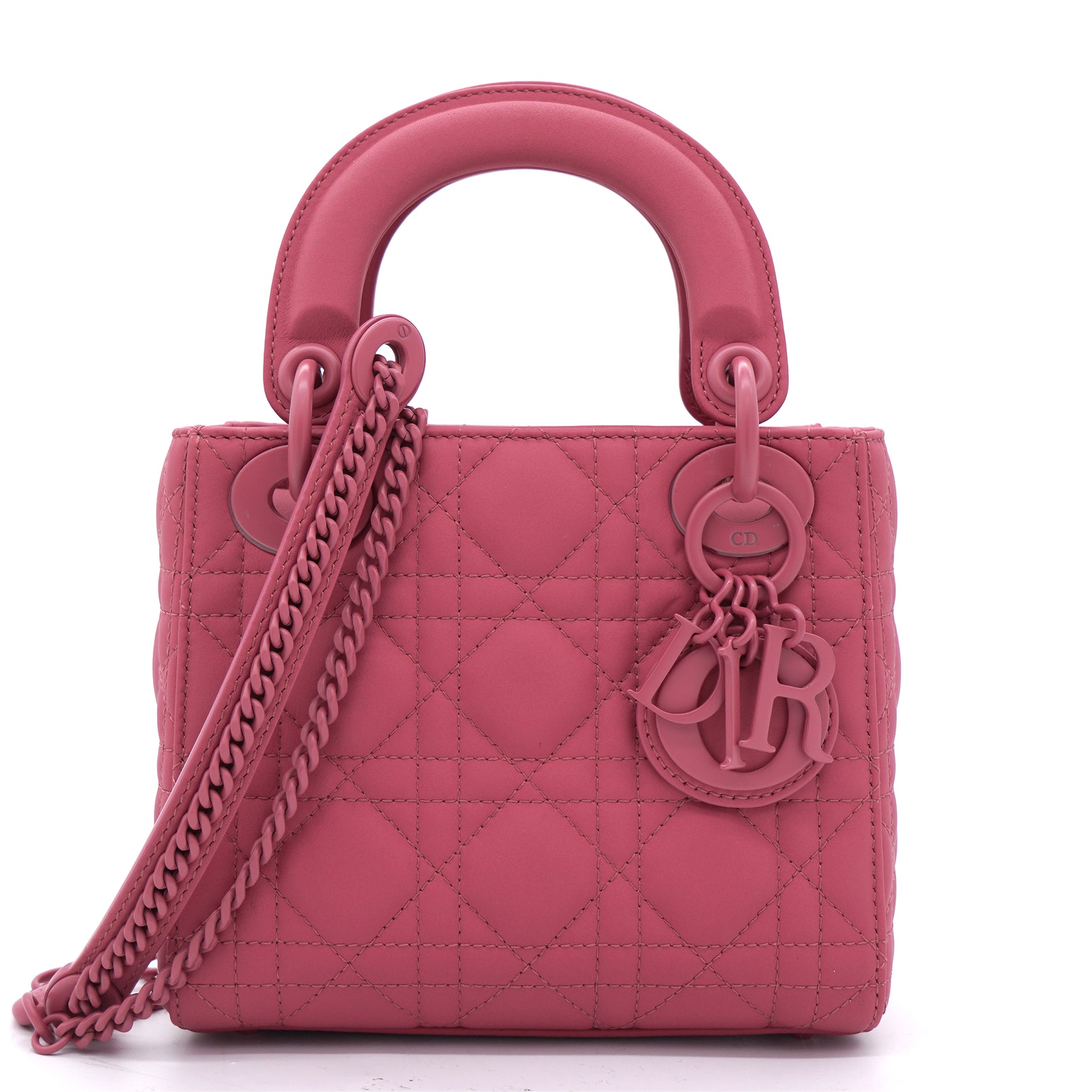 CHRISTIAN DIOR Lambskin Cannage Mini Lady Dior Light Pink 818627   FASHIONPHILE