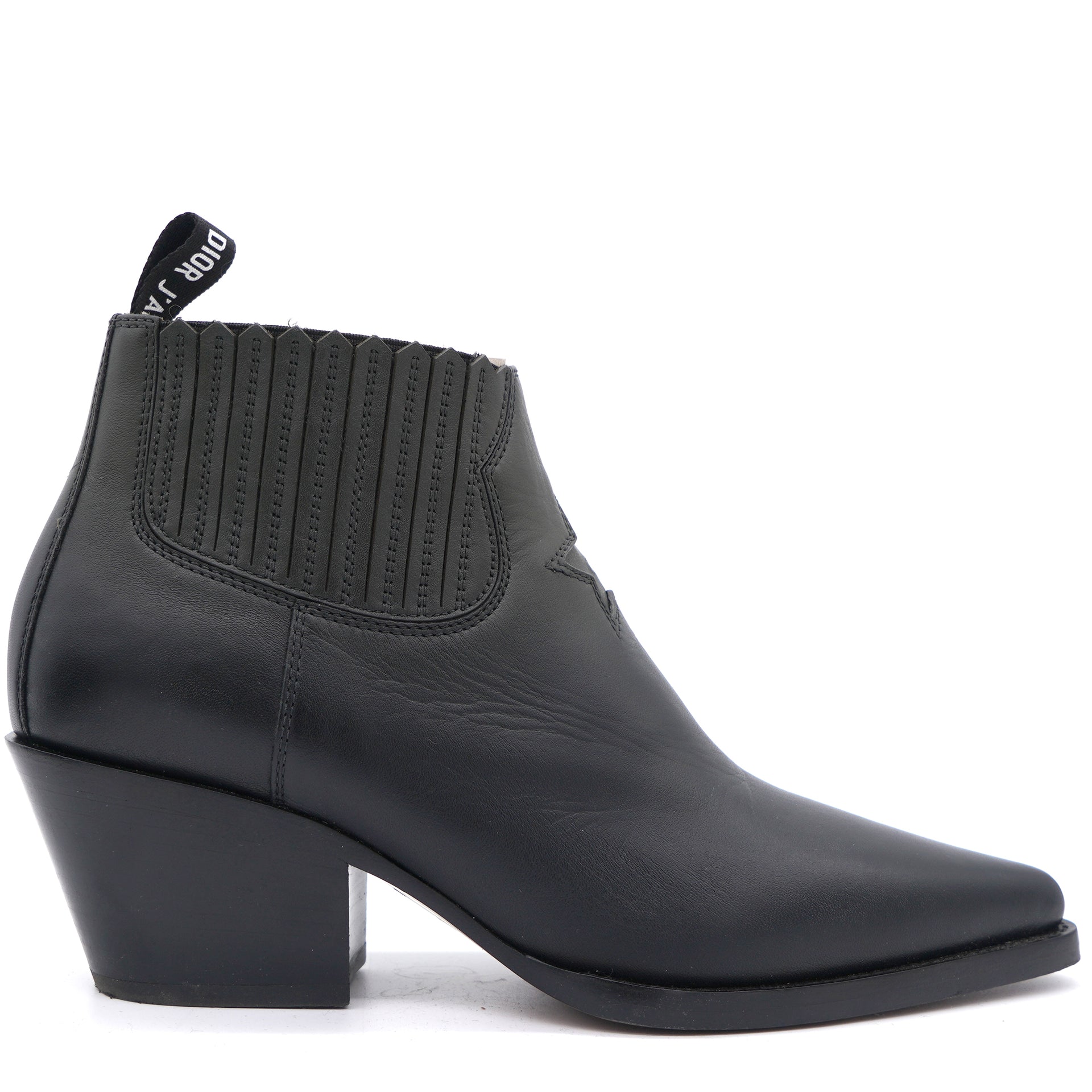 DShadow Heeled Ankle Boot Black LeatherEffect Stretch Material with  Macrocannage Motif  DIOR US