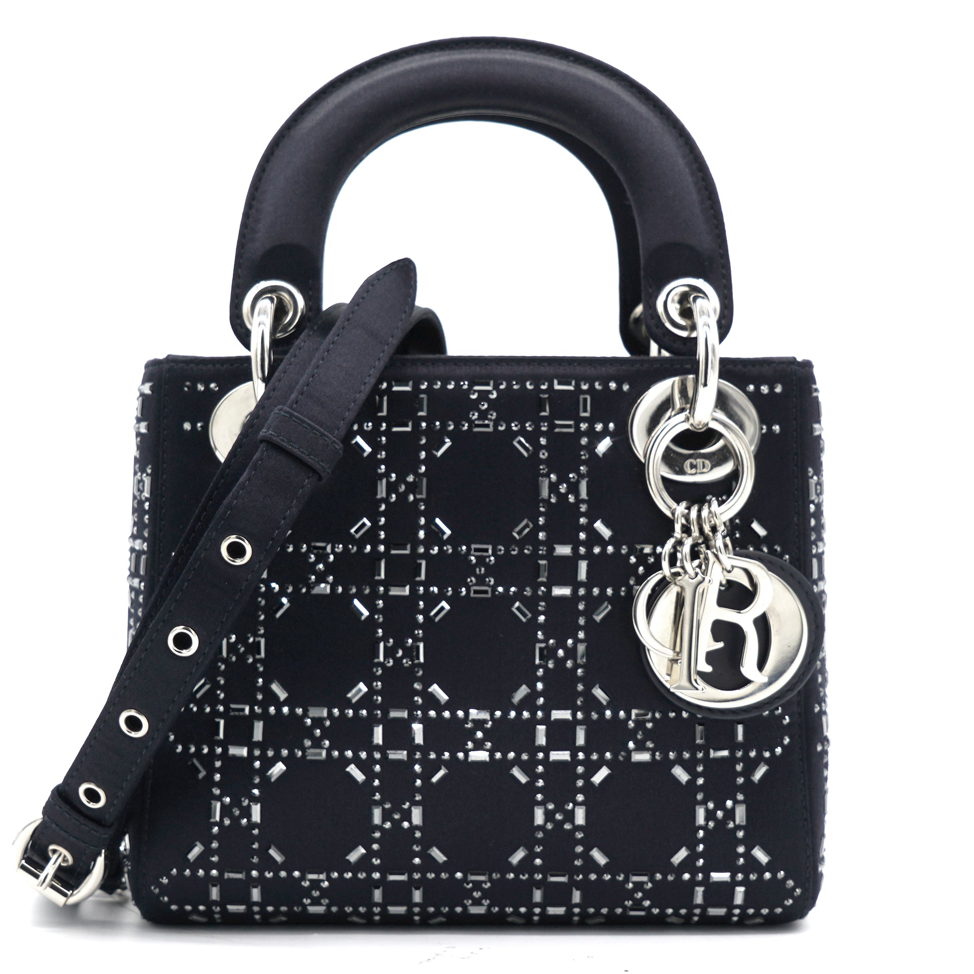 Dior Black Rhinestone Cannage Satin Mini Lady Dior Tote Dior  TLC