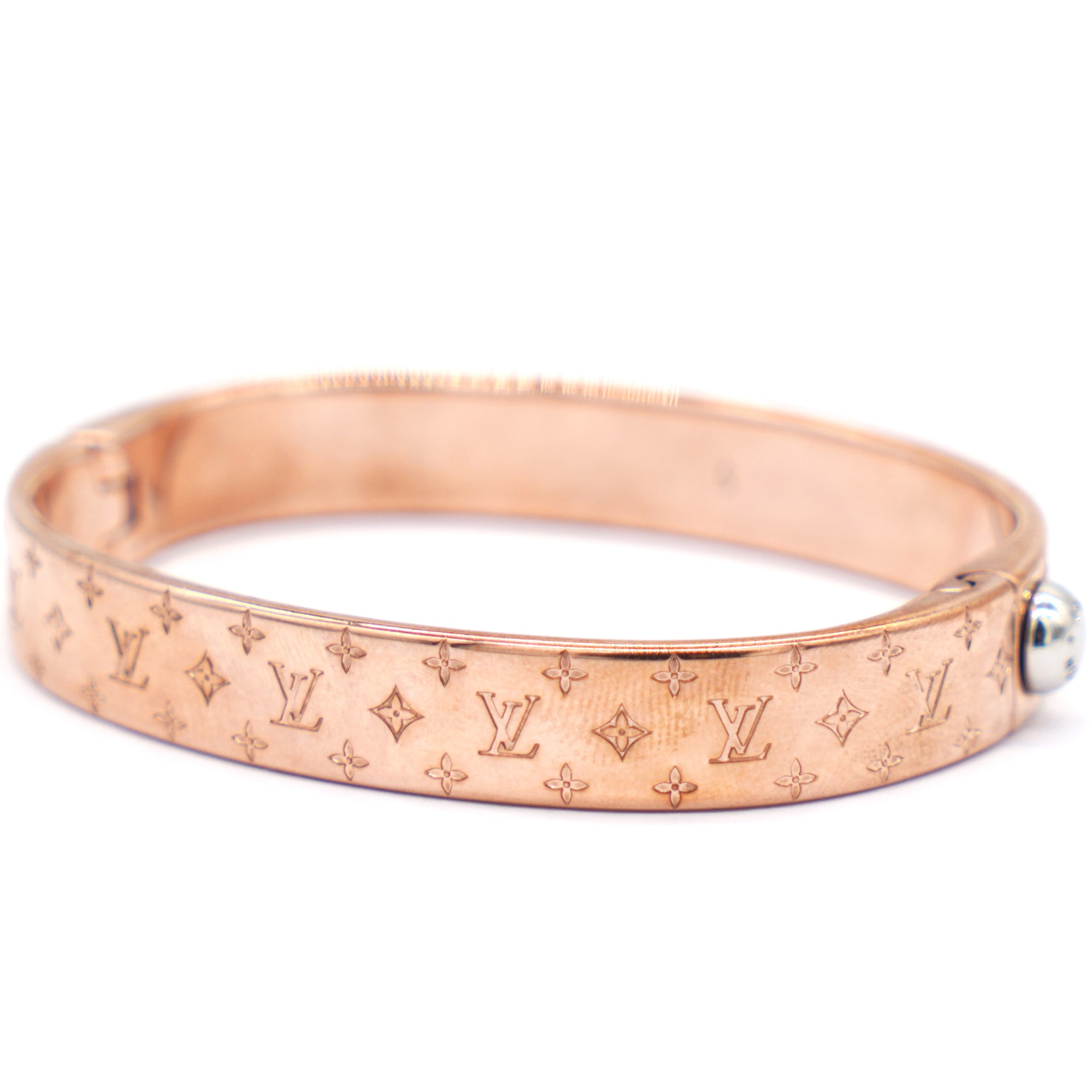 Louis Vuitton Goldtone Metal Lock Me Manchette Cuff Bracelet - Yoogi's  Closet