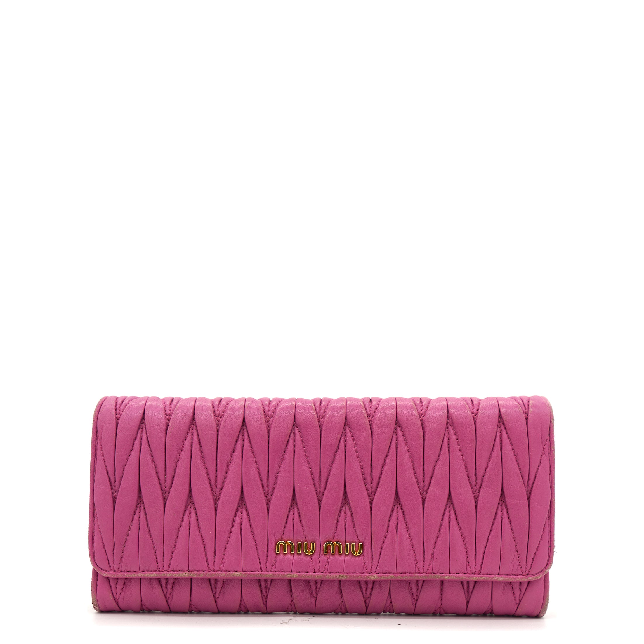 image of Fuschia Matelasse Leather Continental Wallet