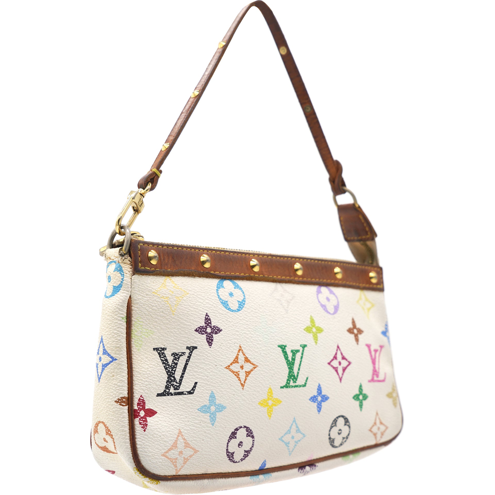 Louis Vuitton White Multicolor Monogram Canvas Pochette Bag  STYLISHTOP