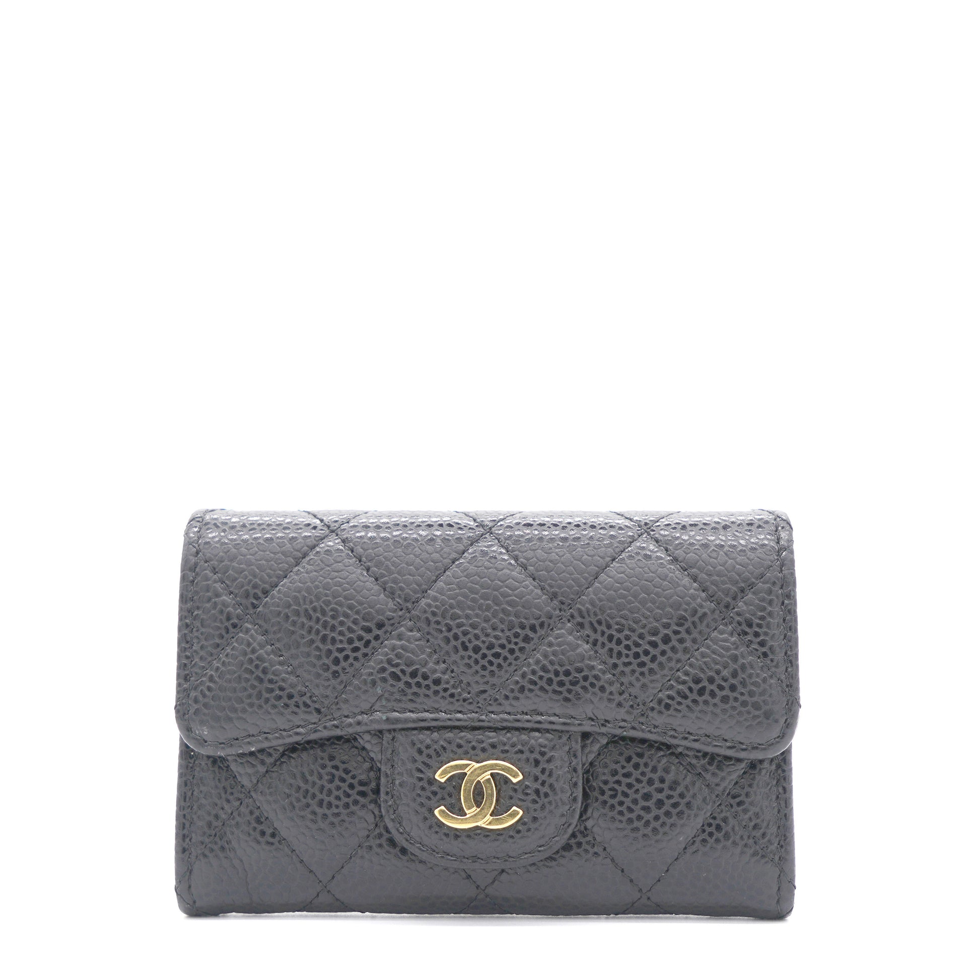Chanel Grey Quilted Caviar Leather Classic Small Flap Wallet  Yoogis  Closet