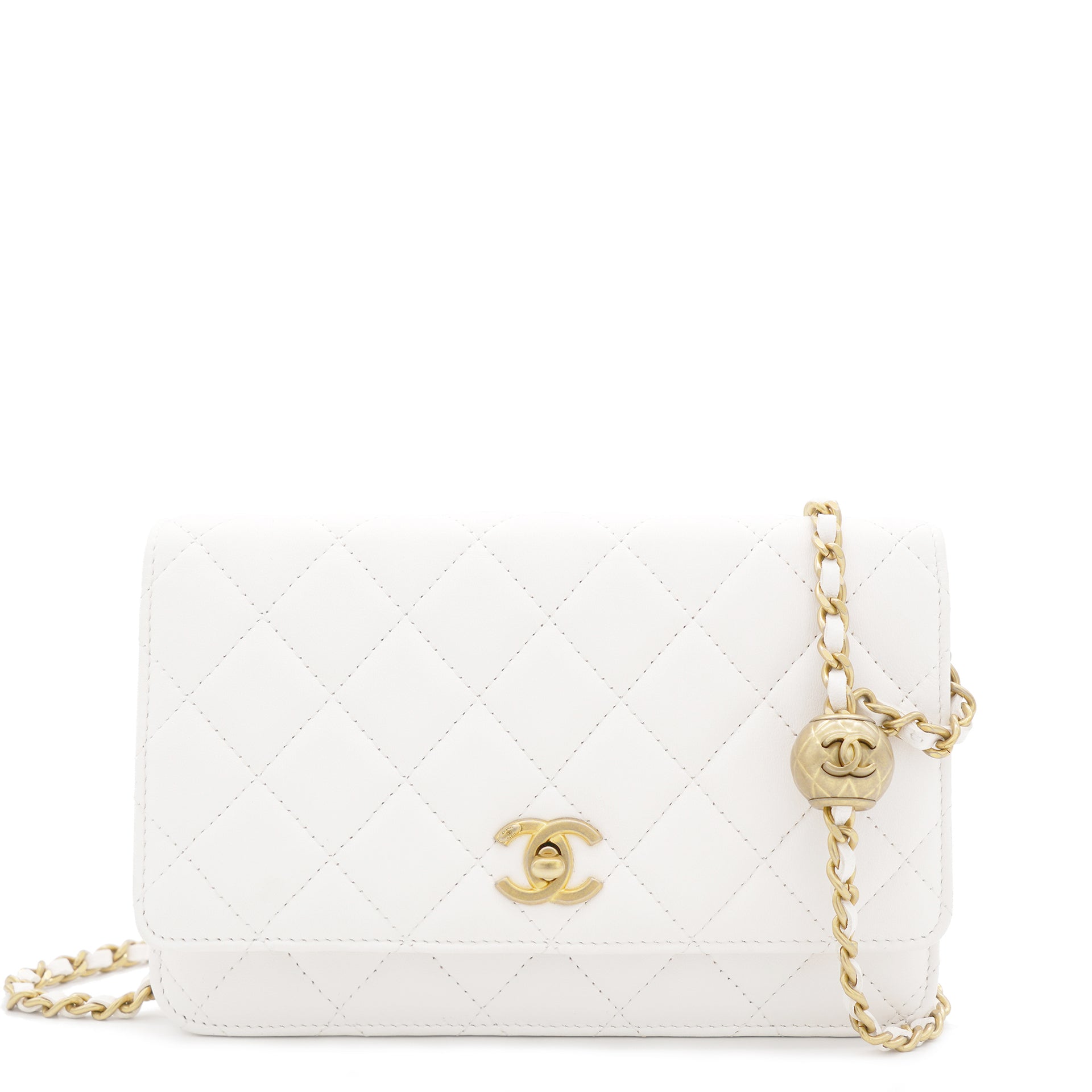 Chanel Lambskin Quilted CC Pearl Crush Wallet on Chain White – STYLISHTOP