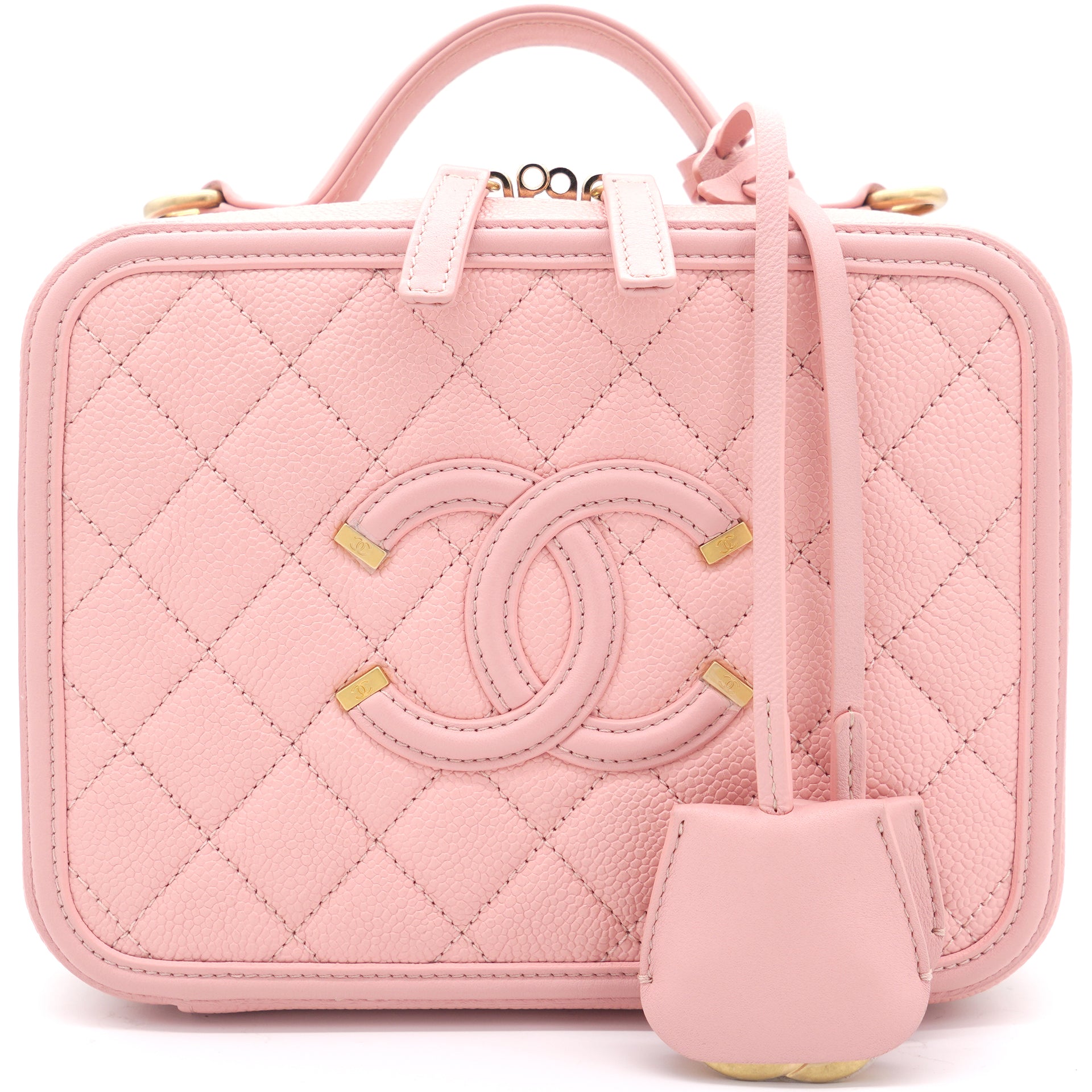 chanel filigree vanity case pink