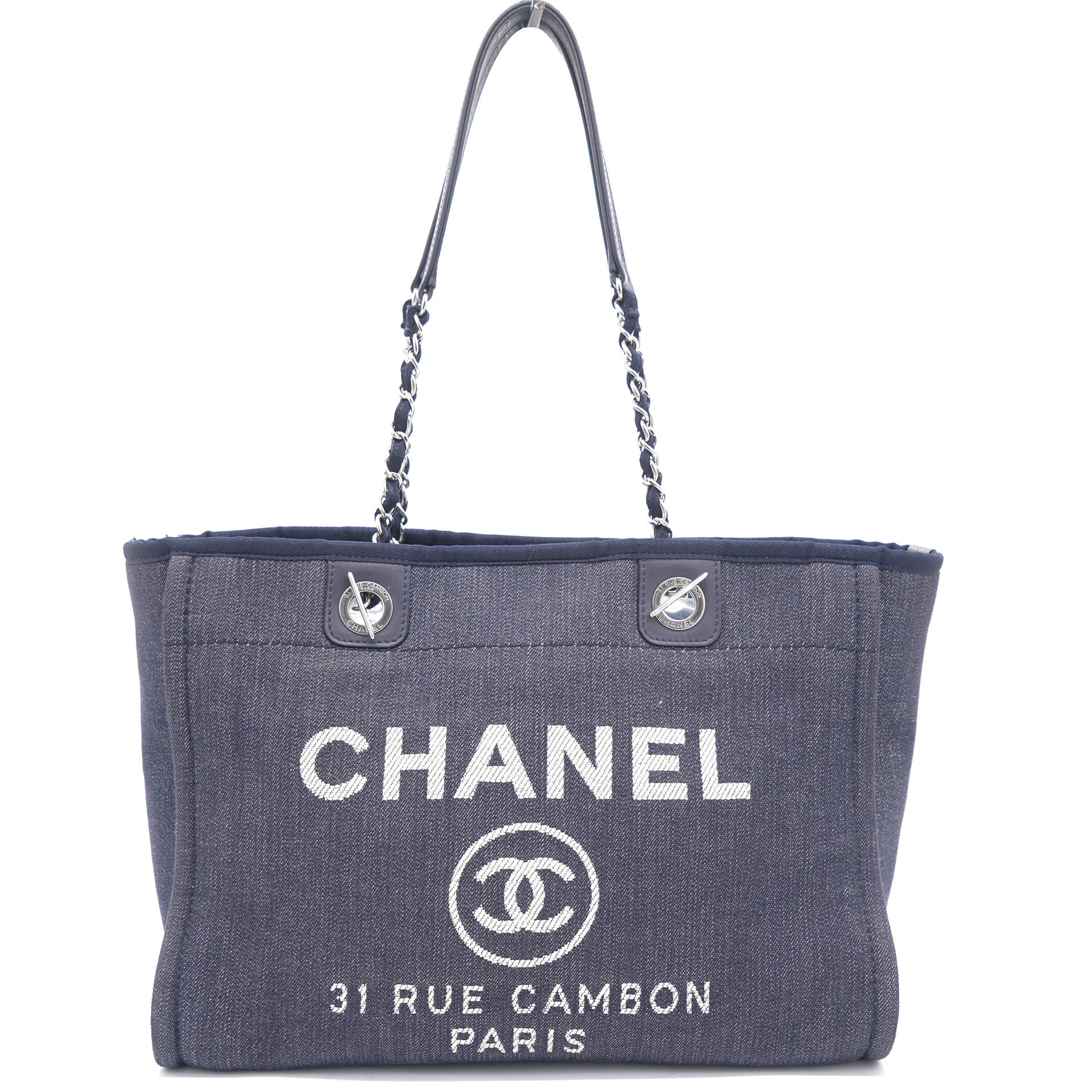Chanel 22P Blue Denim Flap Bag Denim Blue Brushed GHW Microchip