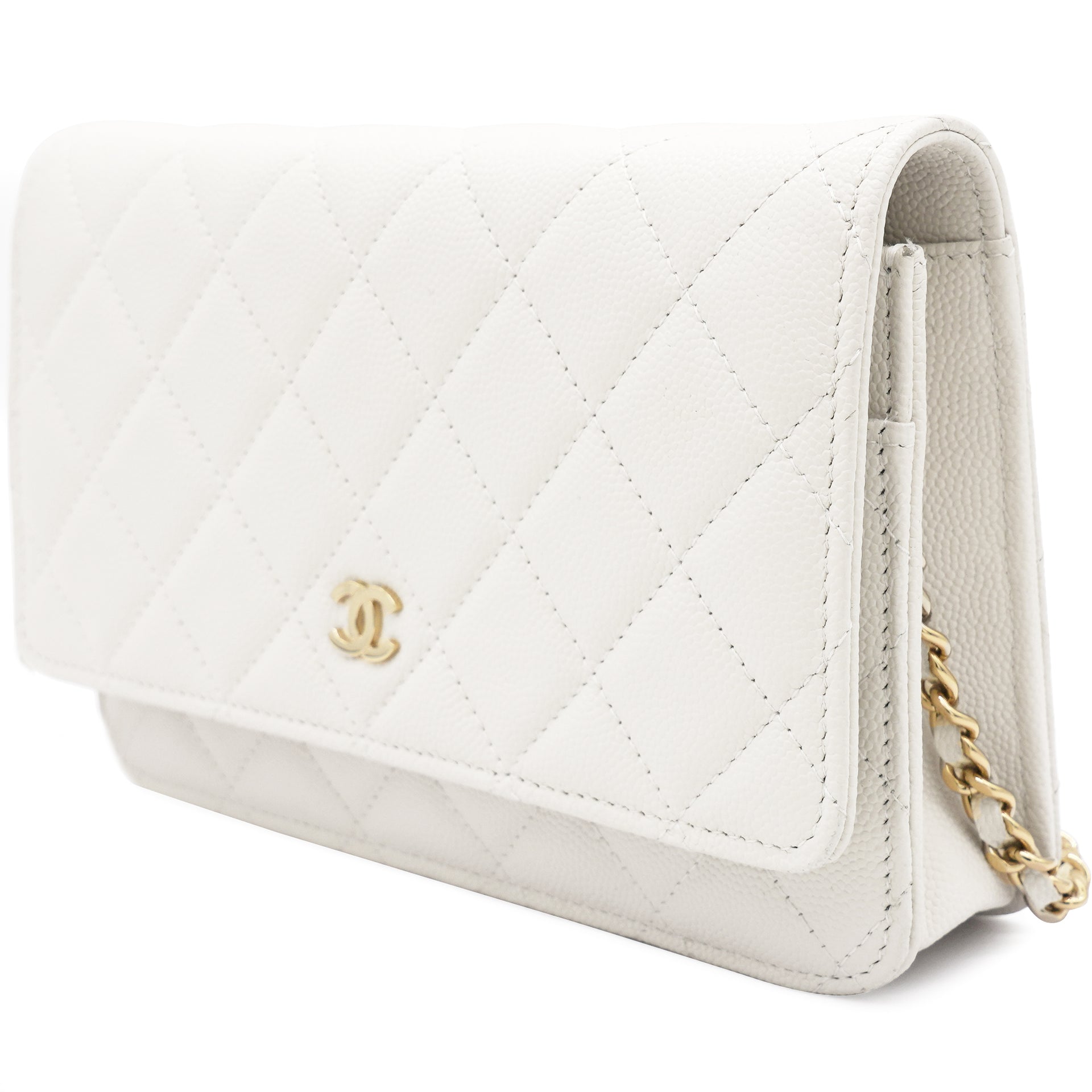 Chanel Caviar Quilted Wallet On Chain White – STYLISHTOP