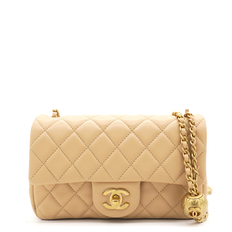 Chanel Enamel Quilted Pending CC Mini Square Flap Yellow Lambskin