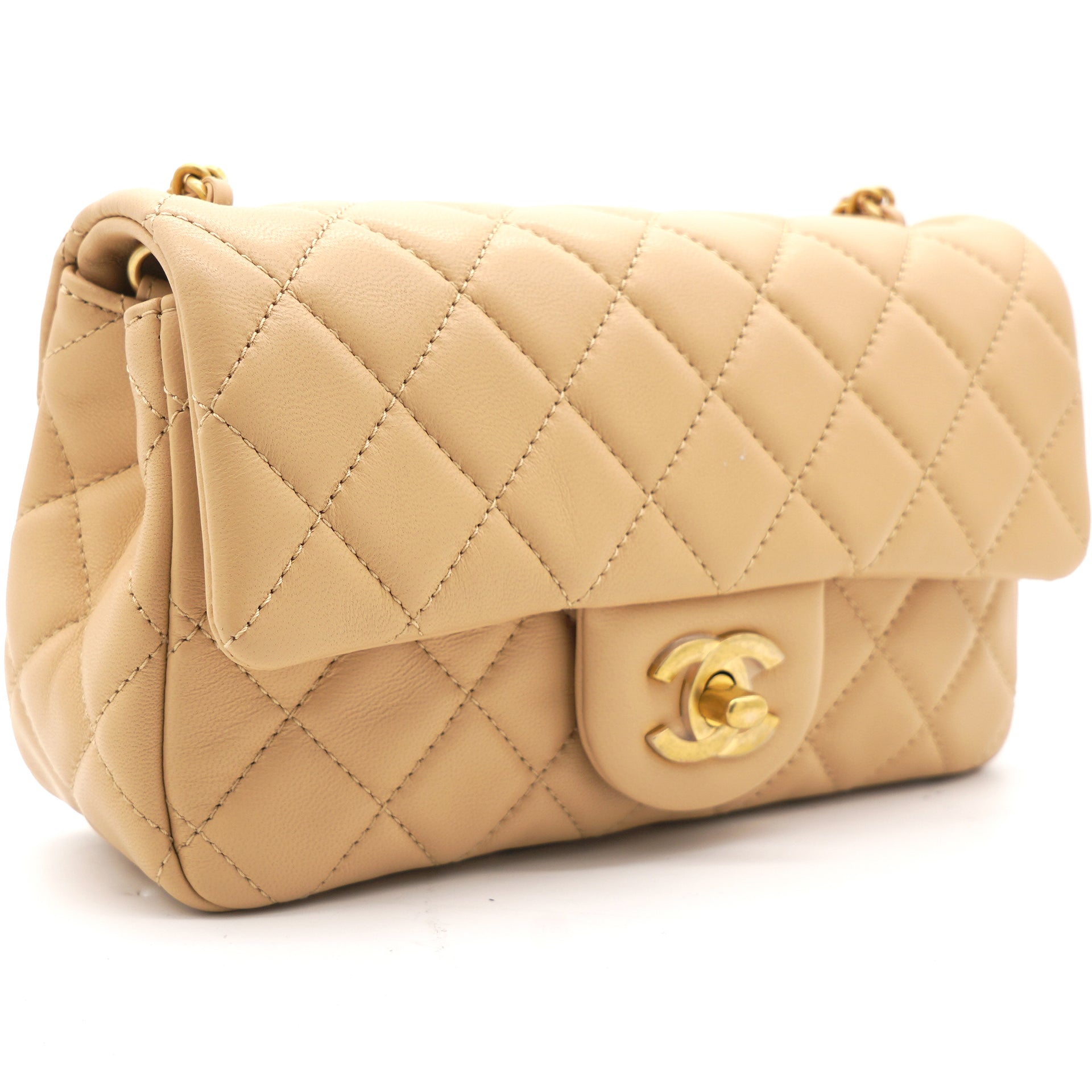 Chanel Lambskin Quilted Mini Pearl Crush Rectangular Flap Beige – STYLISHTOP