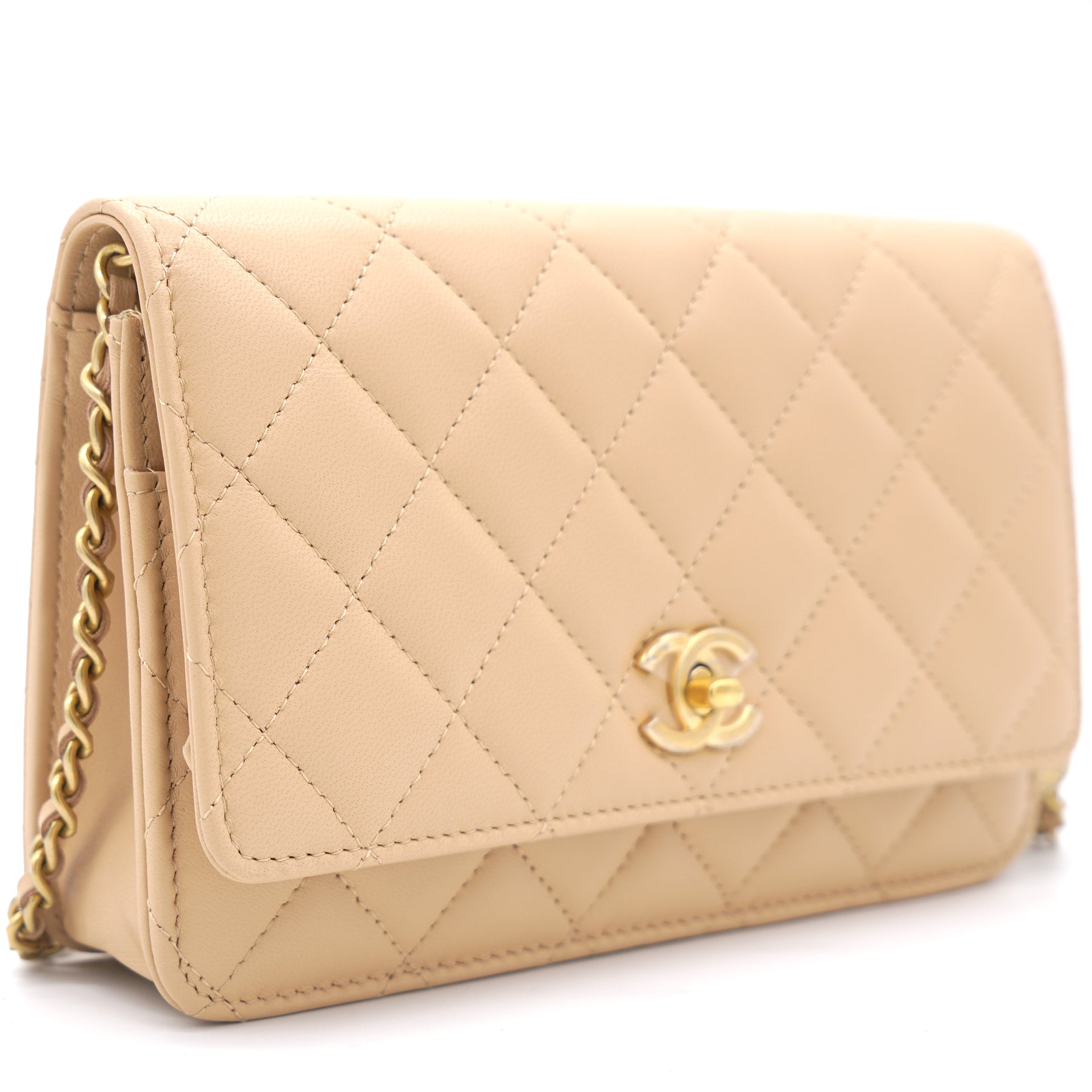 wallet on chain chanel beige