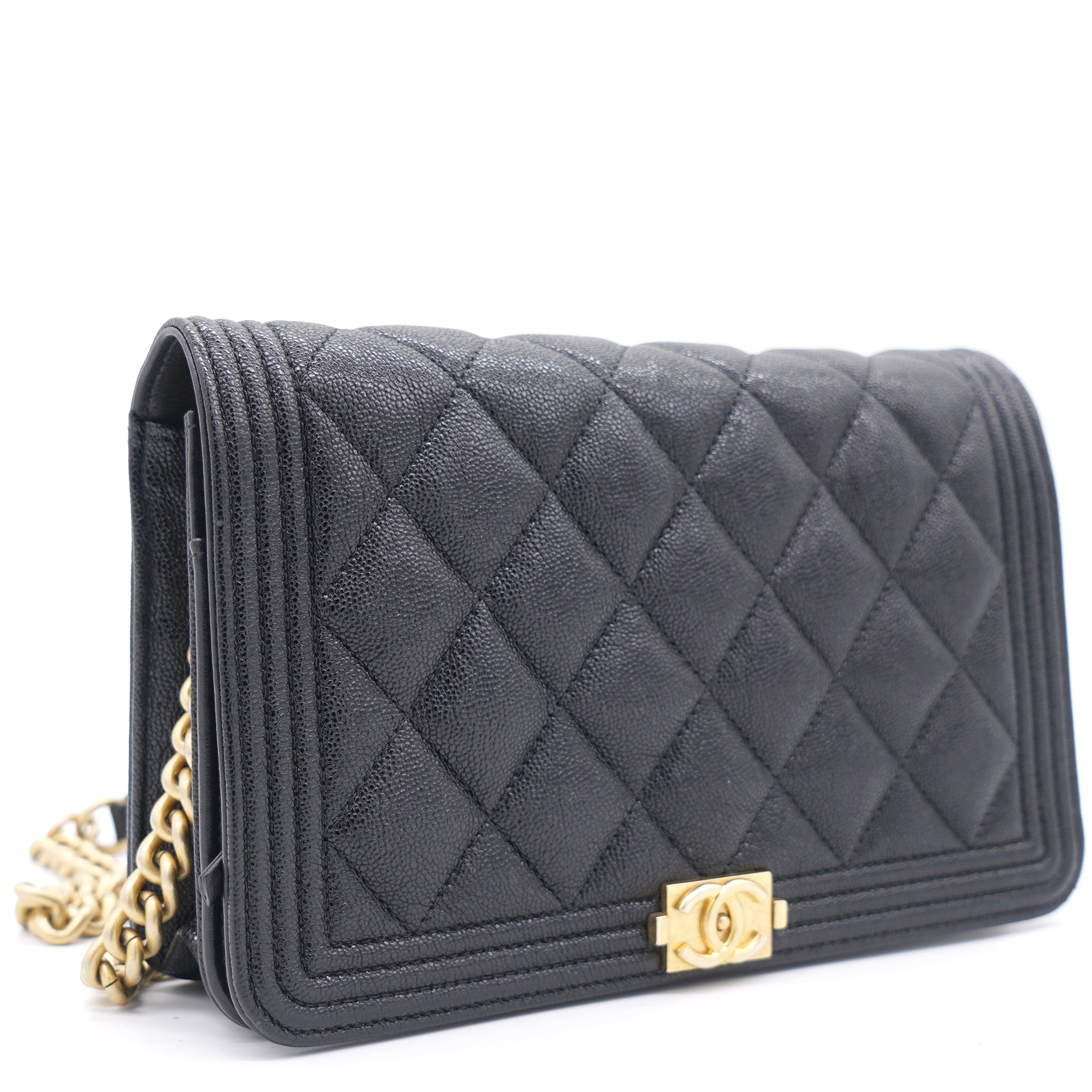 Chanel Flap Wallet Quilted Diamond Medium Black in Caviar with Silvertone   US