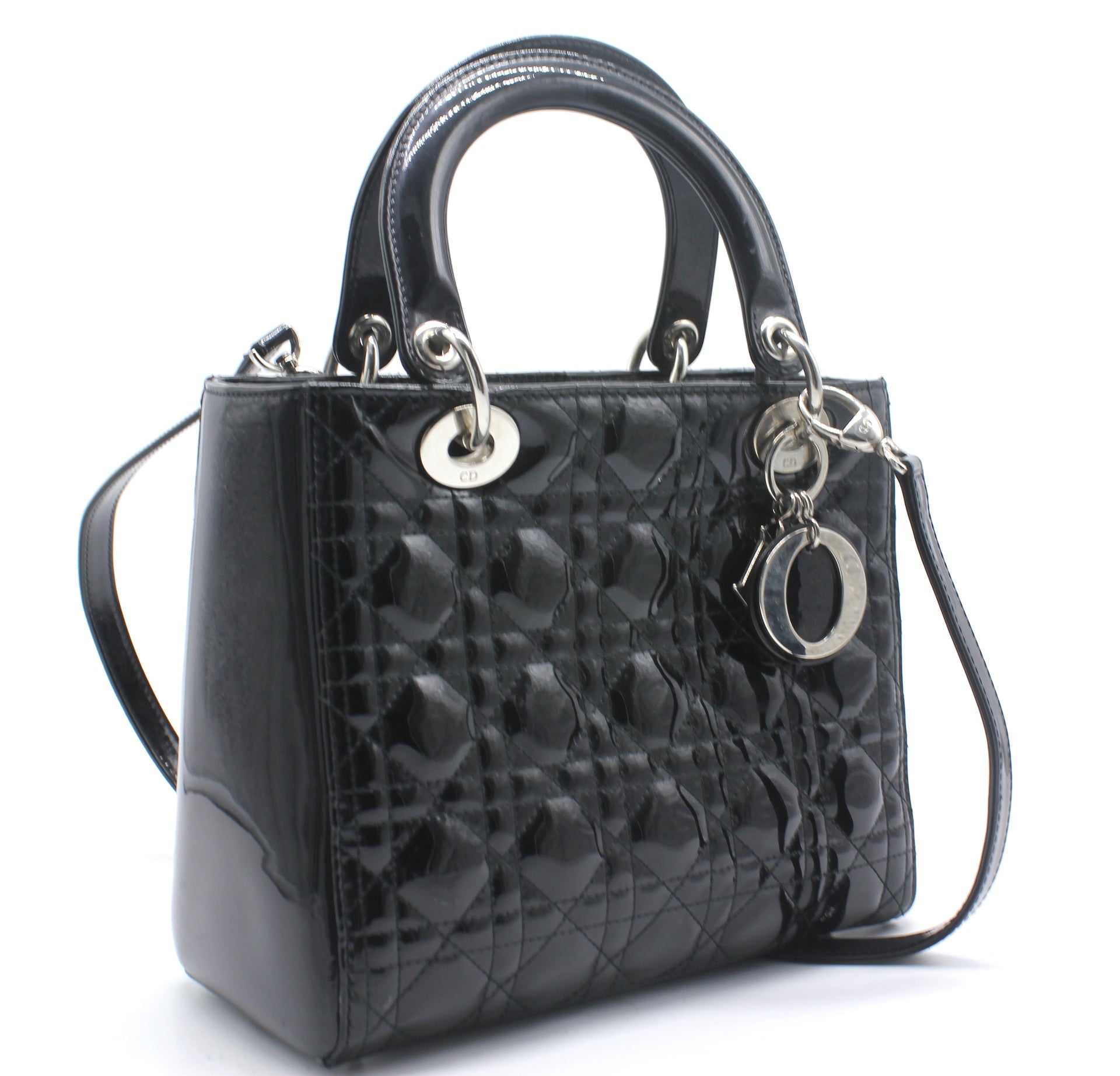 Authentic Second Hand Christian Dior Lady Dior Patent Leather Bag  PSS19000126  THE FIFTH COLLECTION